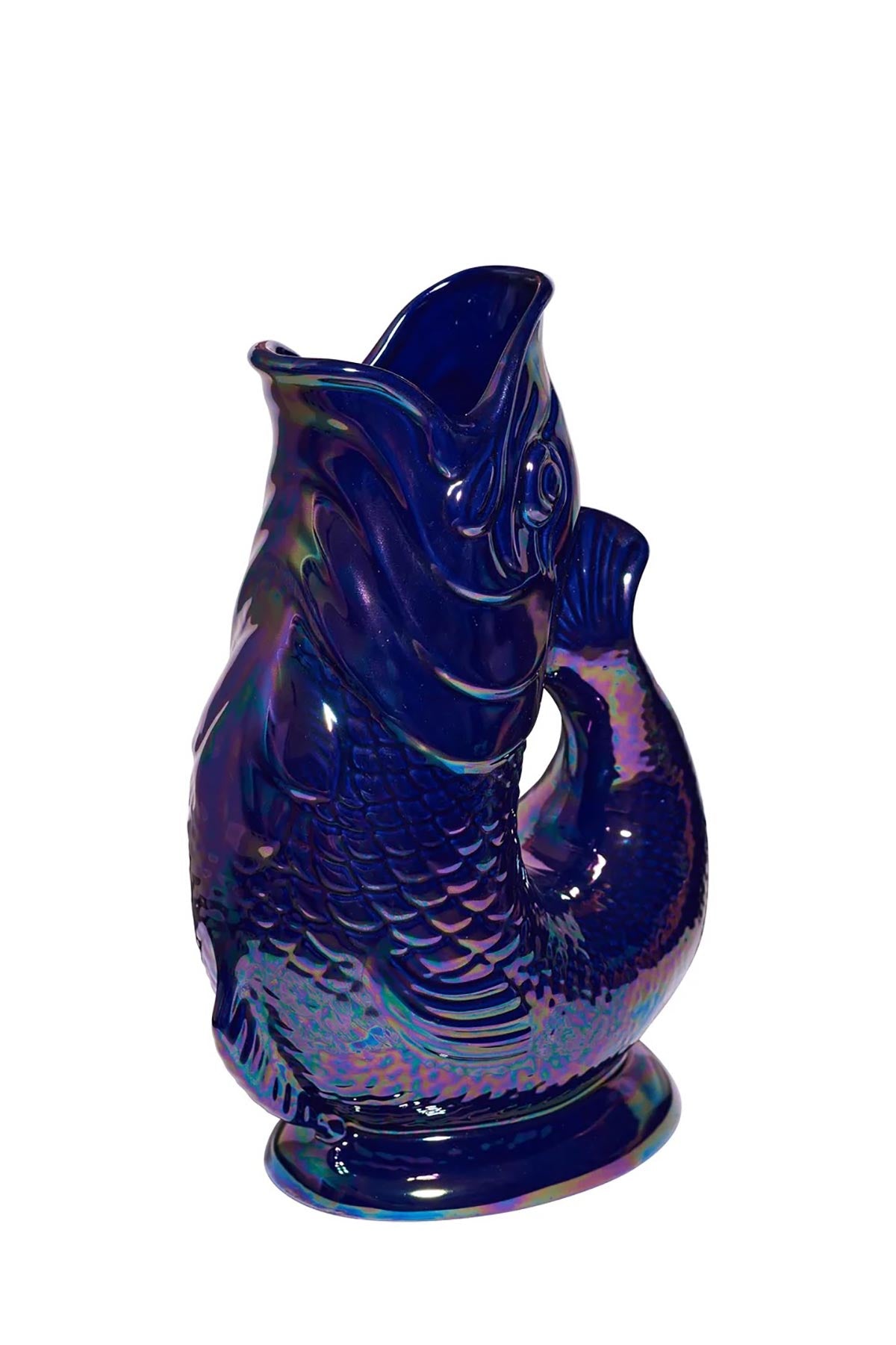 Extra Large Gluggle Jug in cobalt blue lustre glaze side view