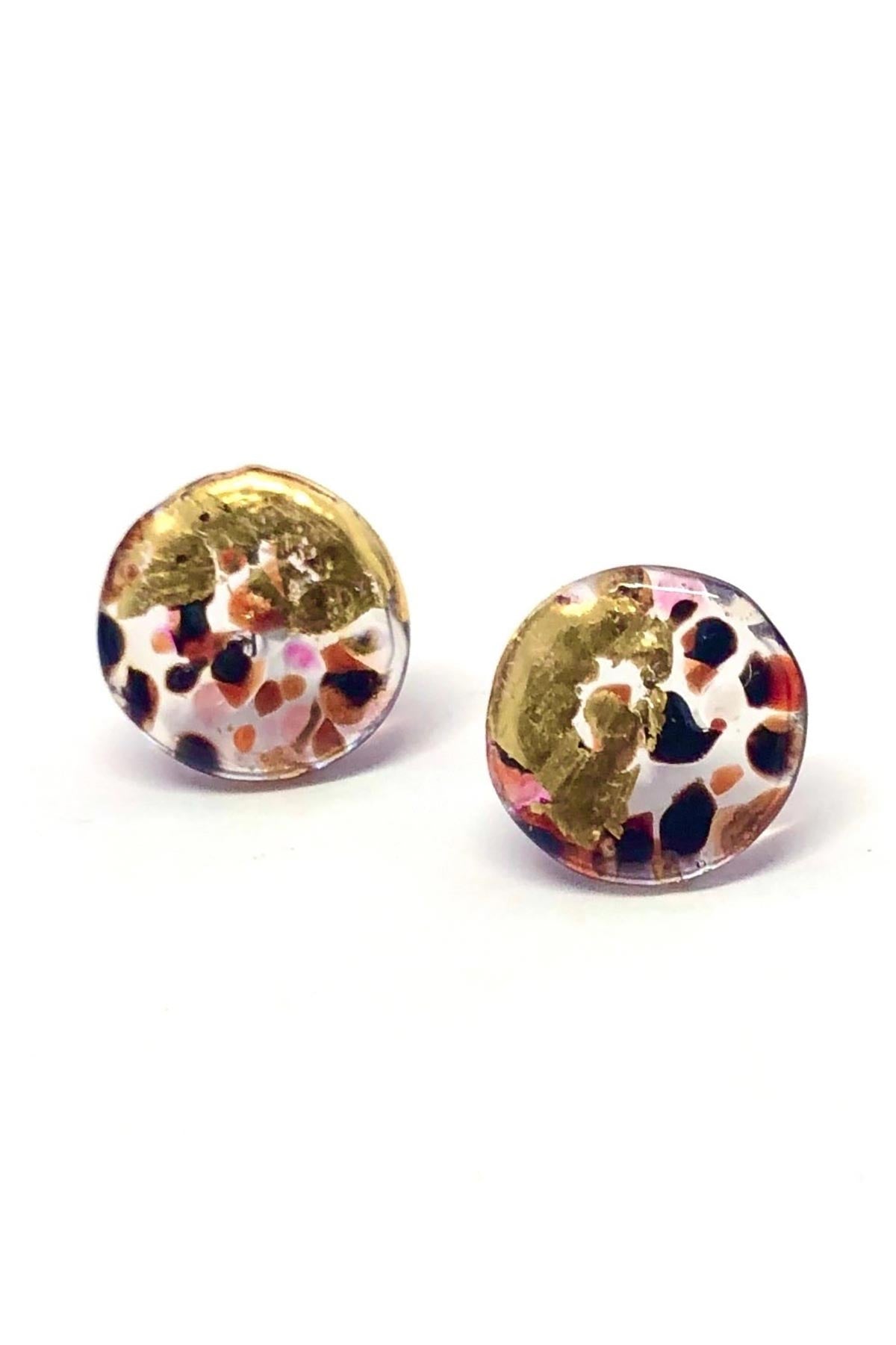 Midi mottled bramble handmade glass stud earrings