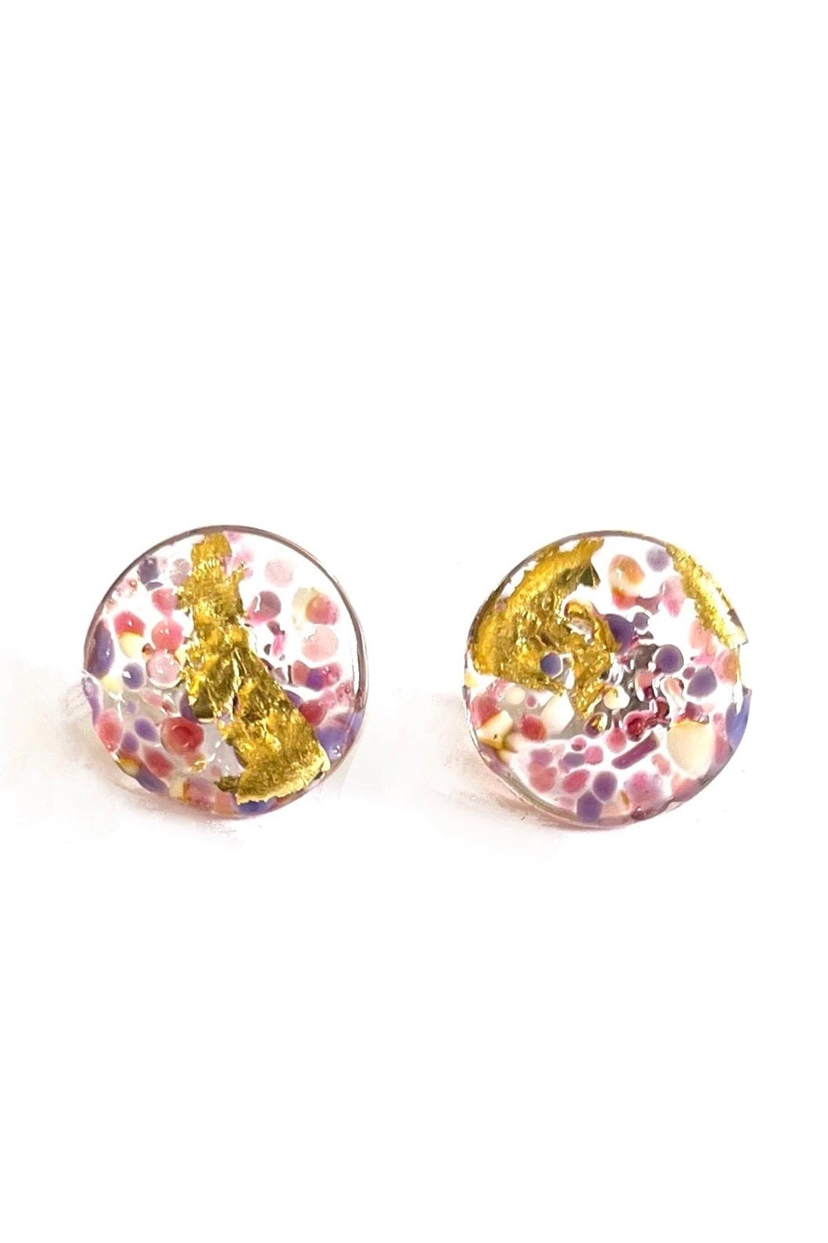 Midi mottled Ophelia handmade glass stud earrings