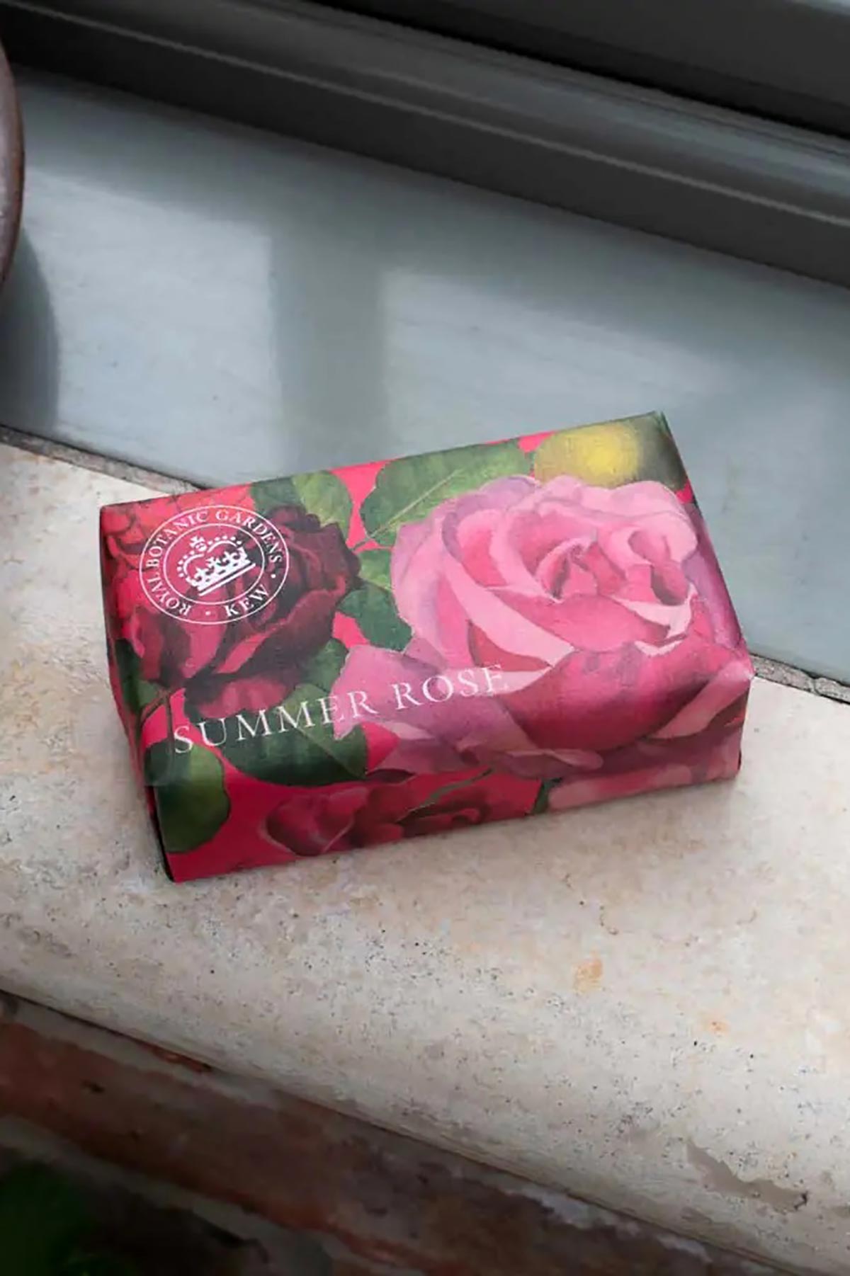 Kew Gardens Summer Rose Soap lifestyle image styled for everyday ritual at Urban Wild