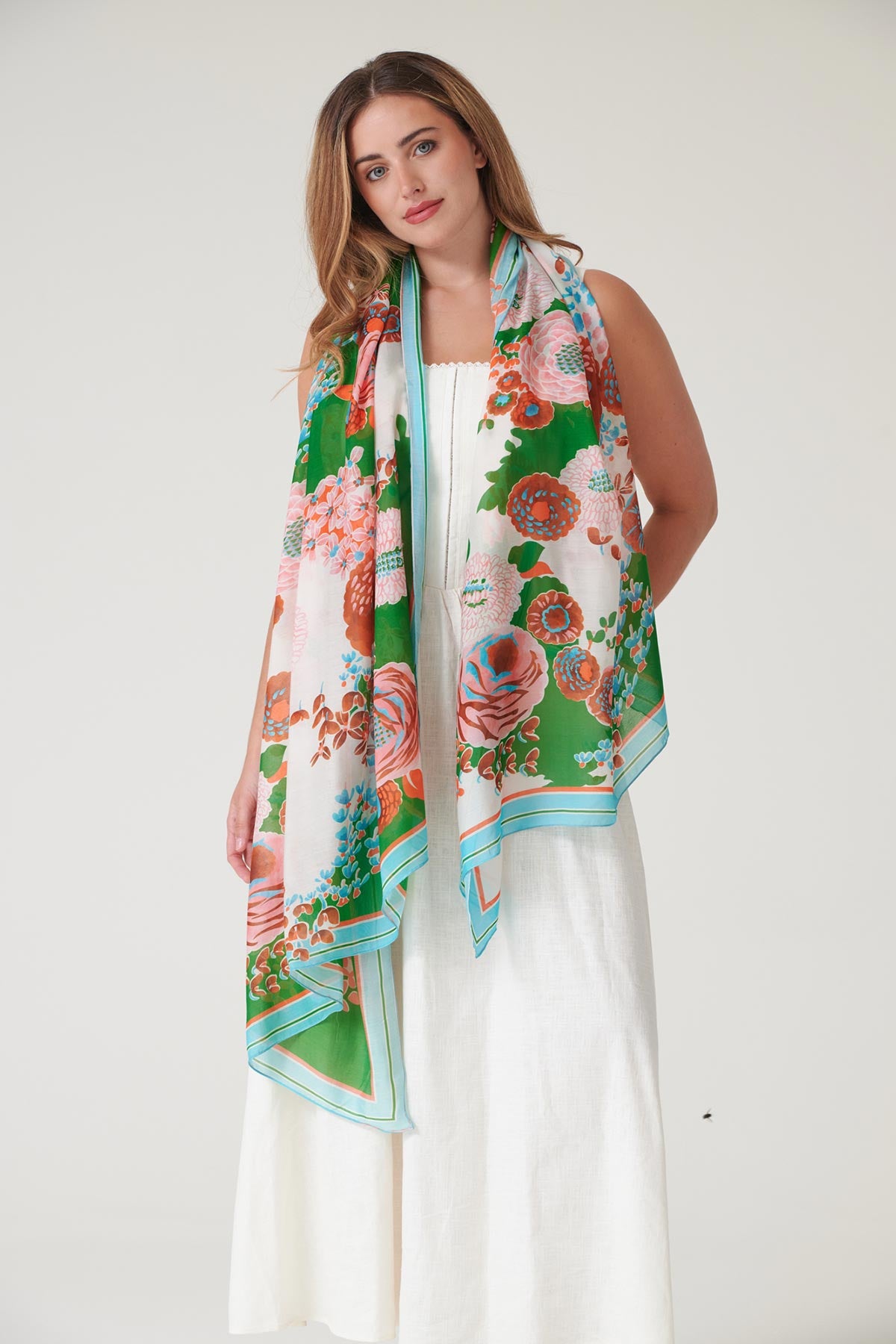 Kitsch Bouquet Green scarf by One Hundred Stars at Urban Wild