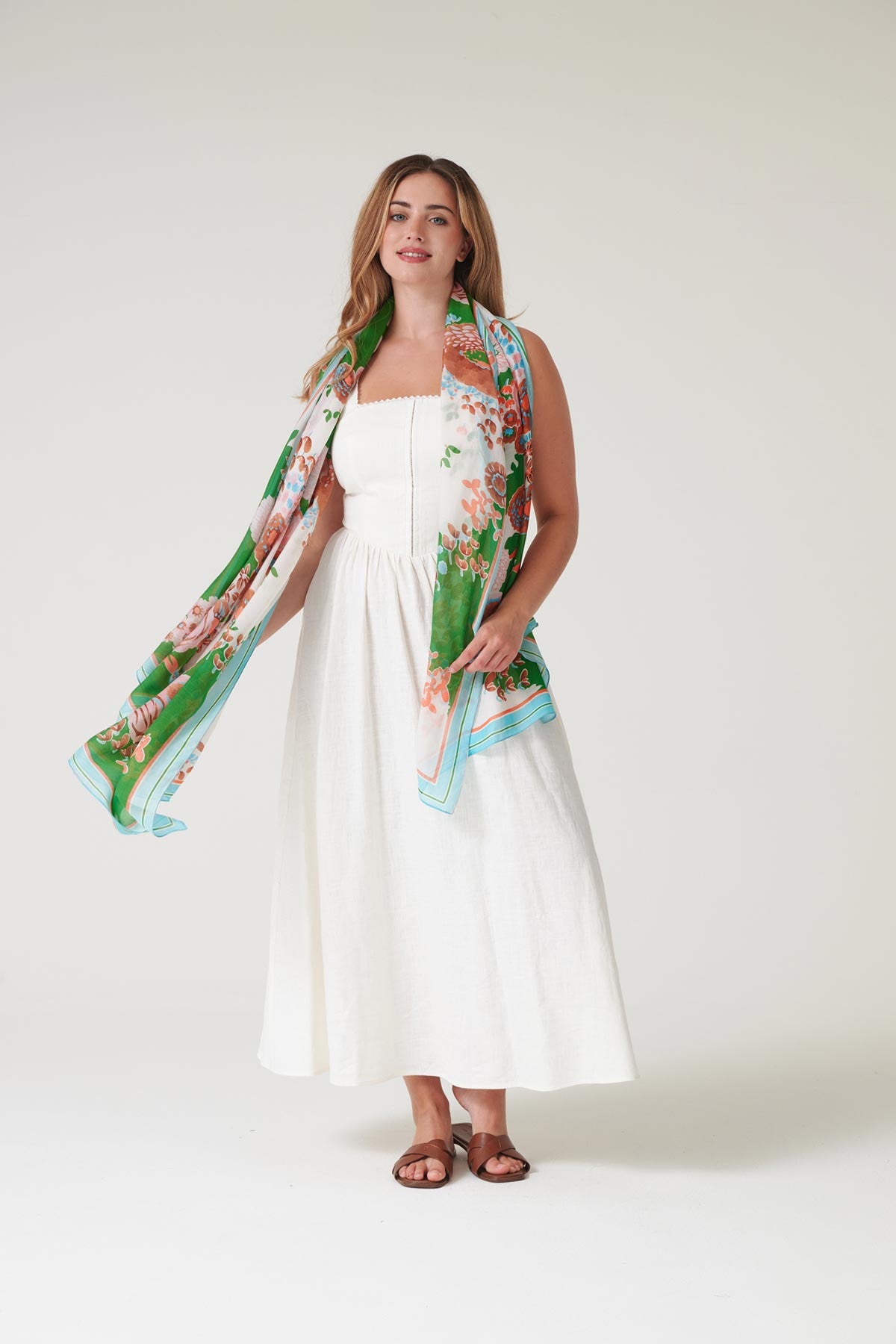 Contemporary British design floral scarf