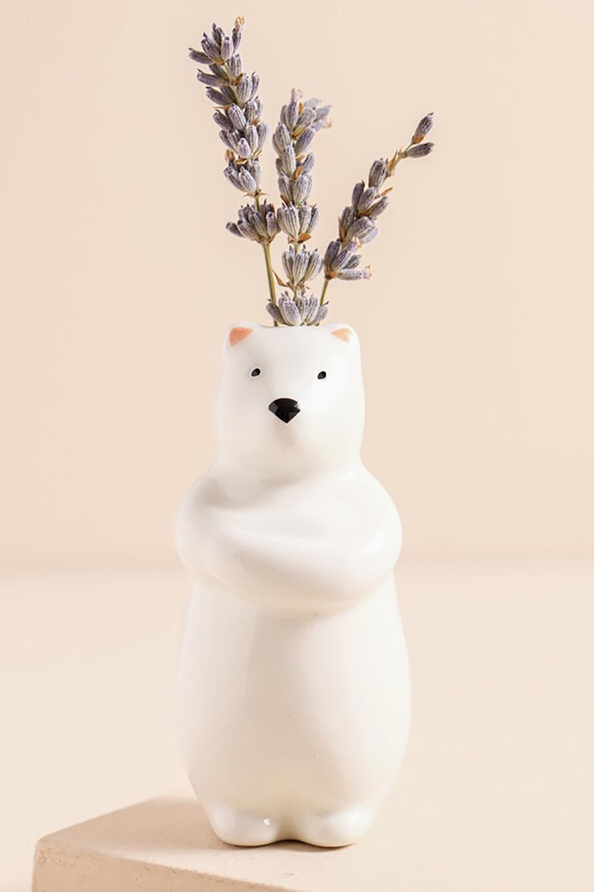 Lisa Angel tiny bear ceramic bud vase