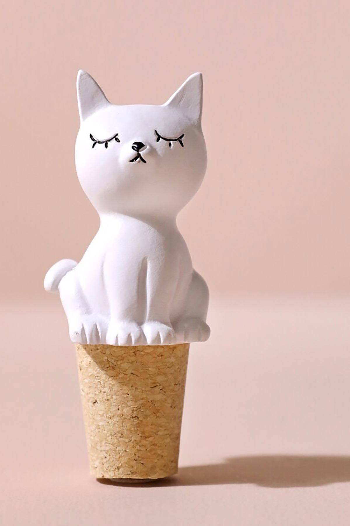 Lisa Angel seated cat ceramic bottle stopper