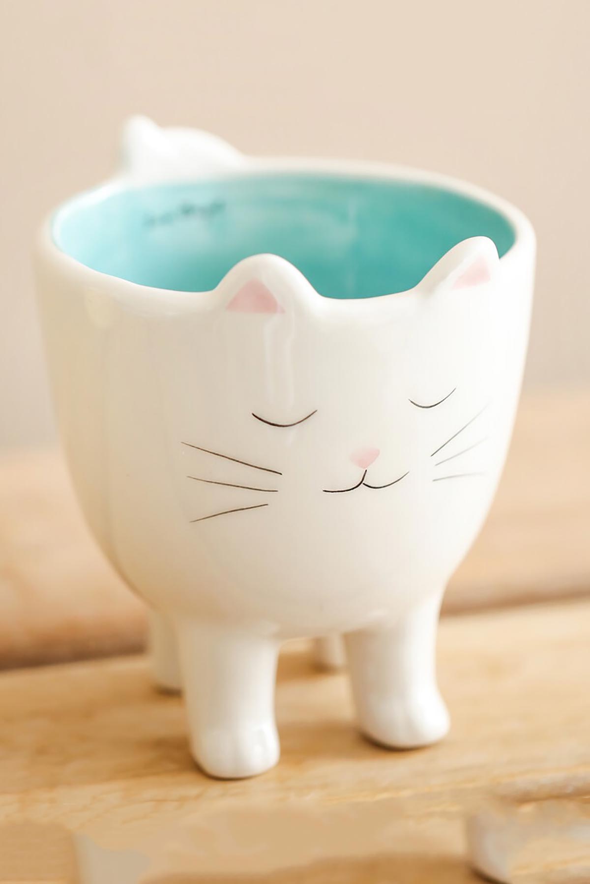 Lisa Angel Standing Cat Planter in neutral ceramic finish