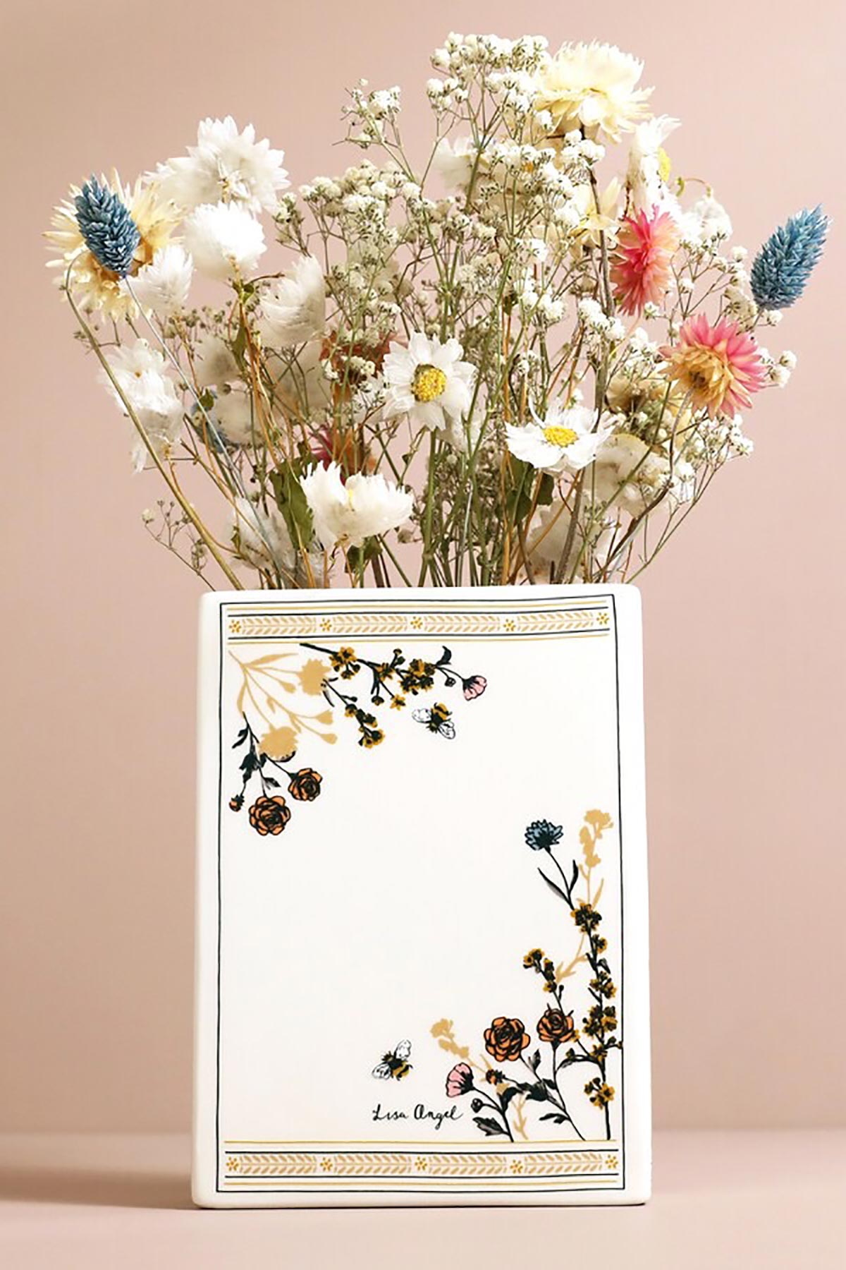 Lisa Angel Ceramic Little Book of Flowers Vase close-up back view