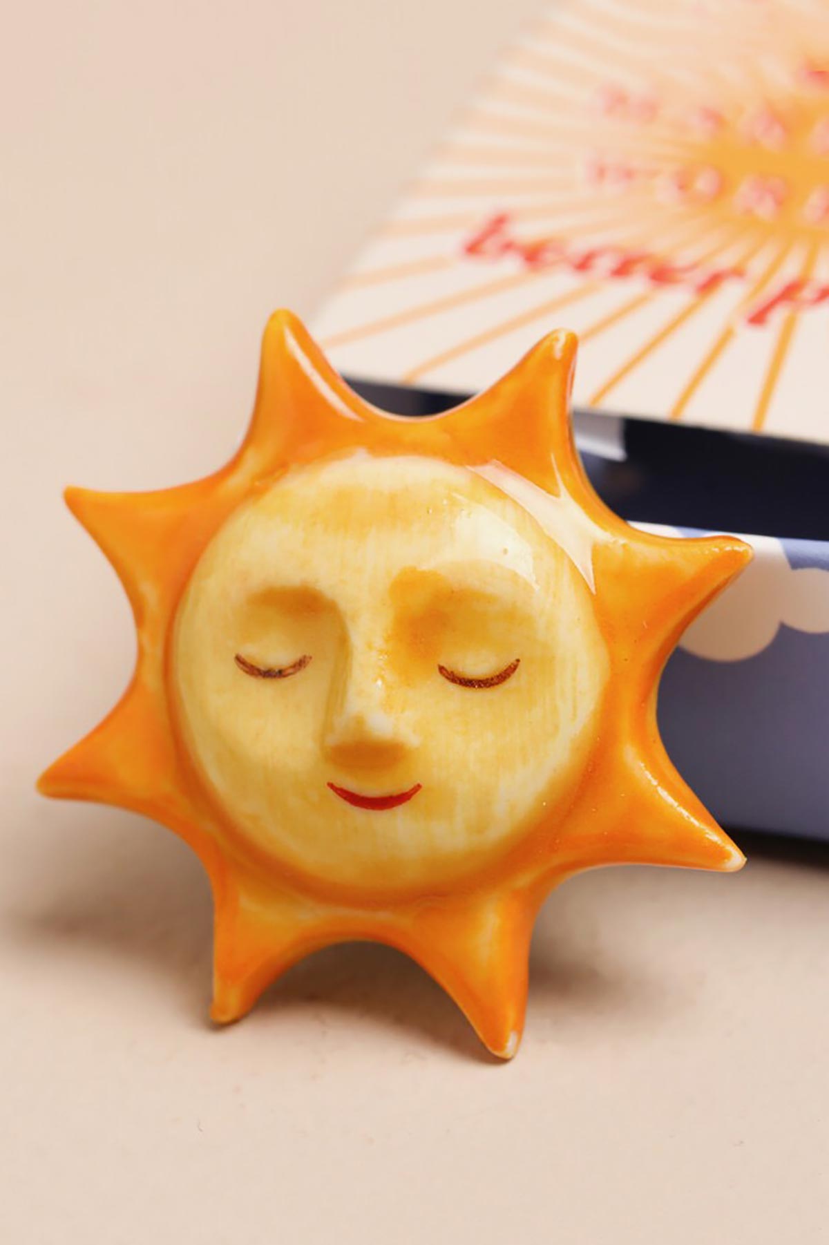 Lisa Angel Tiny Matchbox Ceramic Sunshine Token in gift box lifestyle