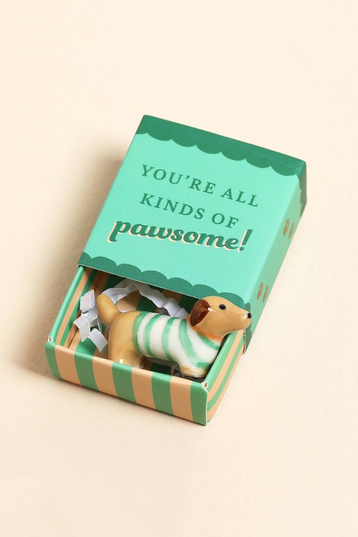 Lisa Angel Tiny Matchbox Ceramic Sausage Dog Token