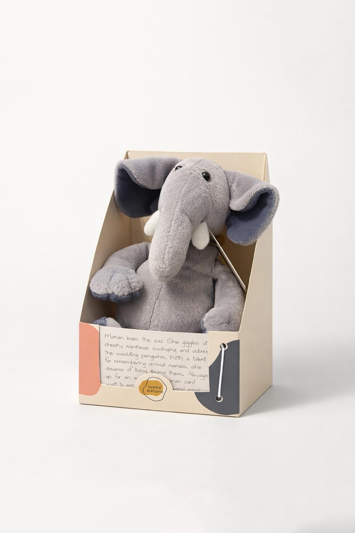Marian pre-loved elephant soft toy by Loved Before in gift box at Urban Wild.