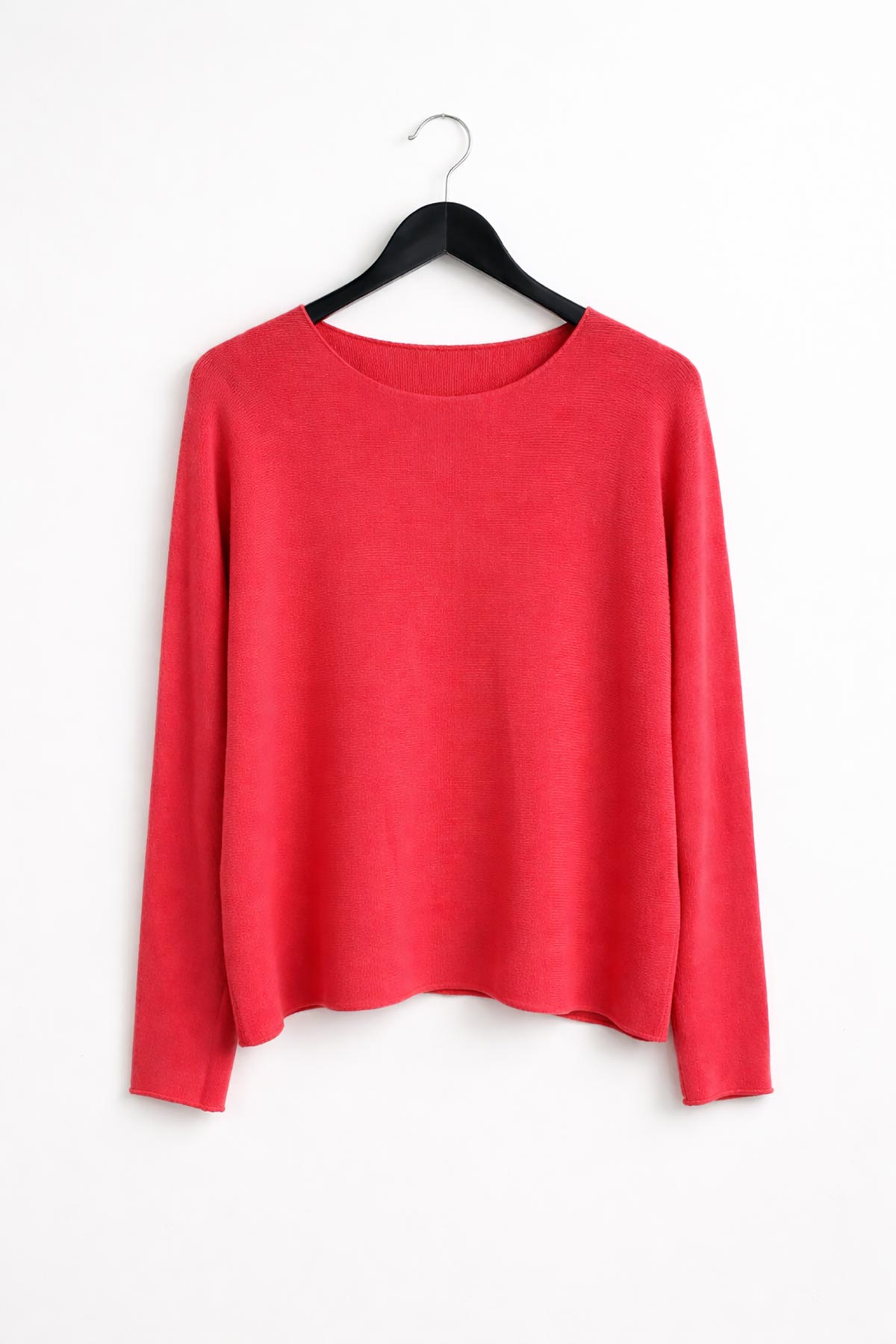 Coral Red reversible seamless knit jumper flat lay – made in Italy from soft viscose blend by Urban Wild