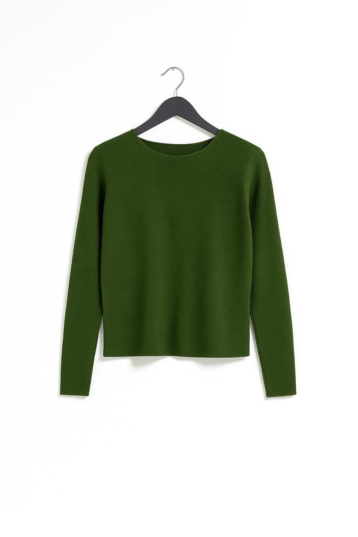 orest green reversible seamless knit jumper flat lay – made in Italy from soft viscose blend by Urban Wild