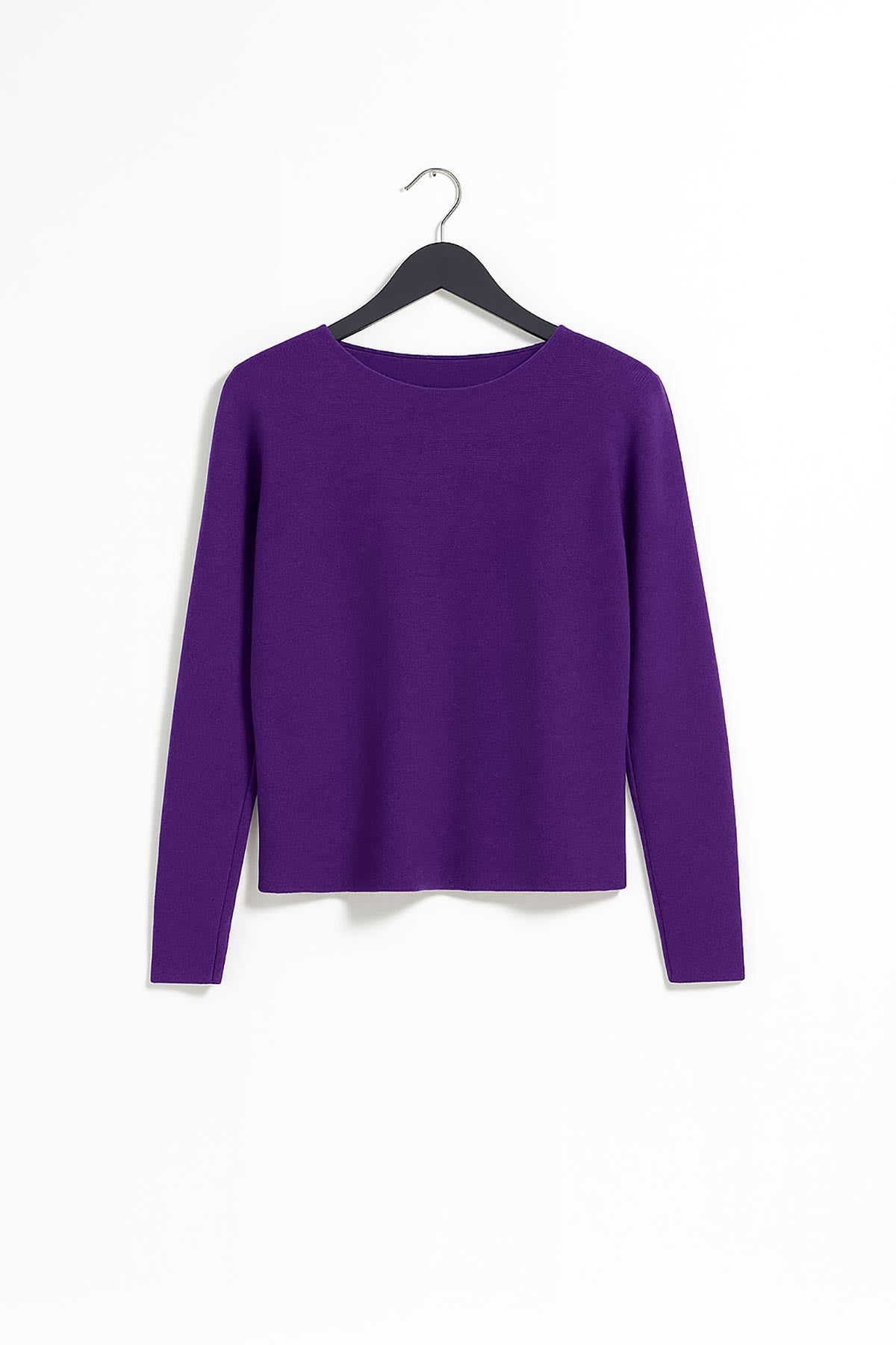 Purple reversible seamless knit jumper flat lay – made in Italy from soft viscose blend by Urban Wild