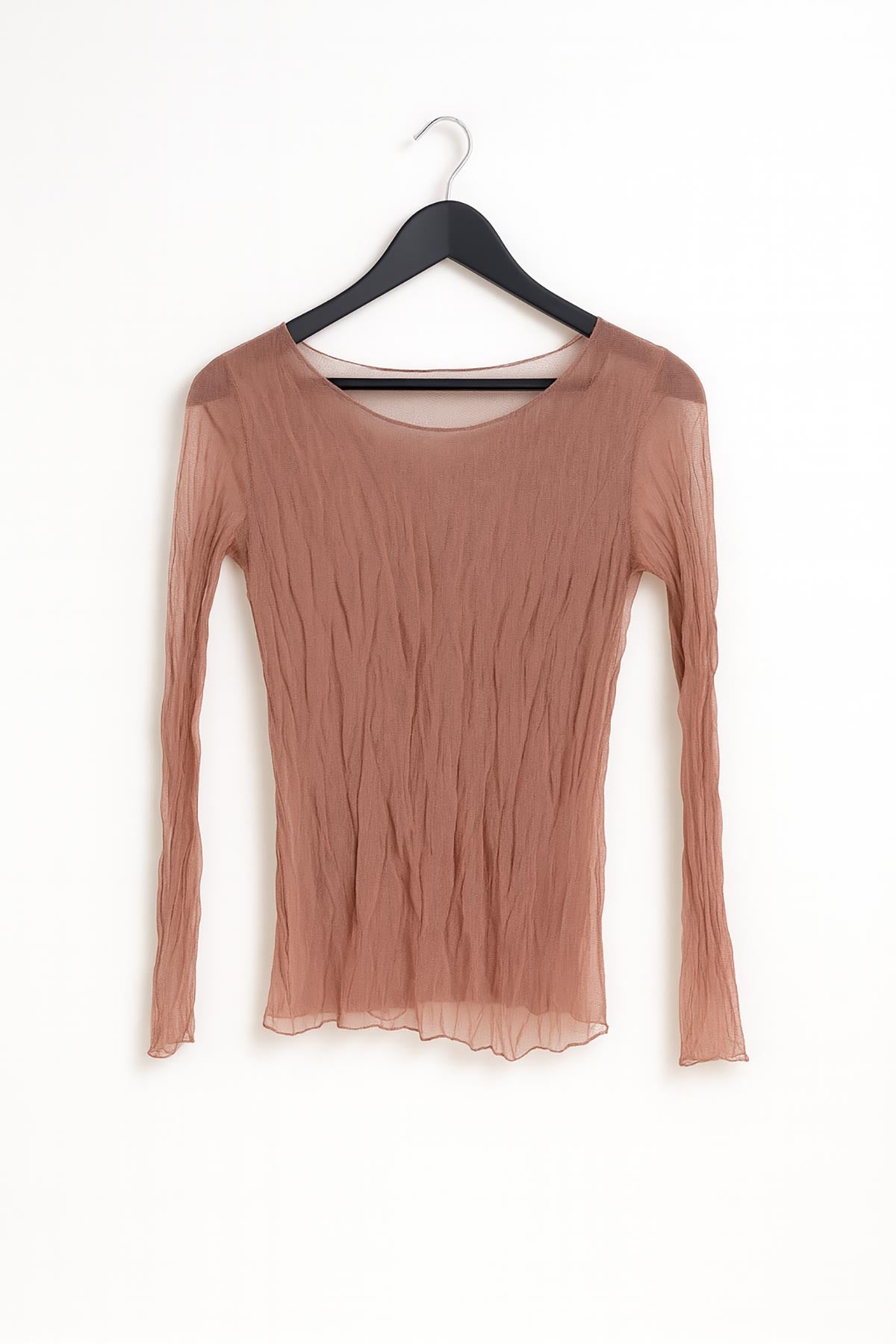 Luna Sheer Crinkle Layered Top in dusky pink – made in Italy
