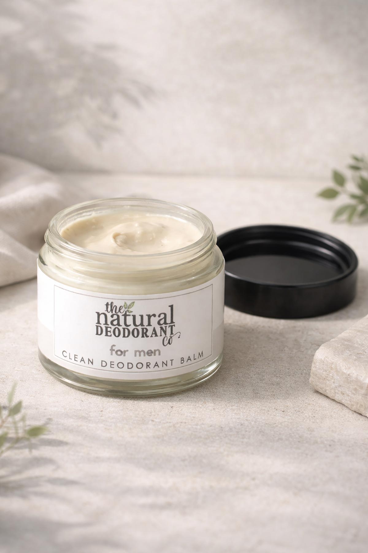 Natural deodorant balm texture for men