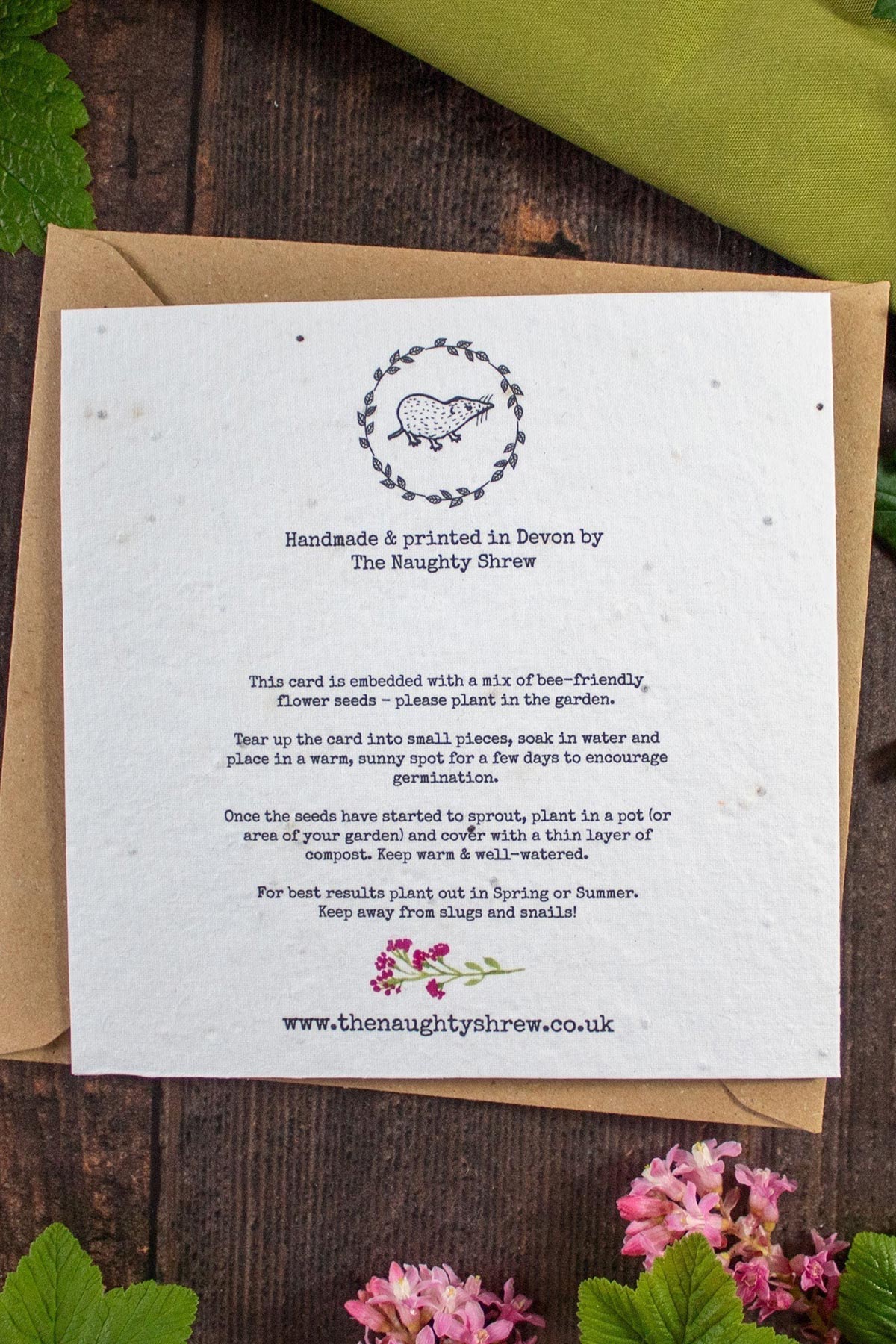 Eco-friendly house plants plantable greeting card by The Naughty Shrew made from wildflower seed paper