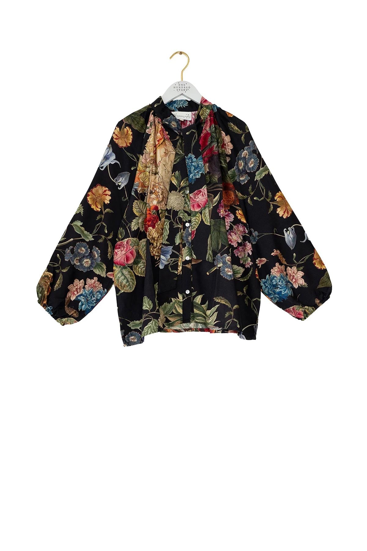 One Hundred Stars Primula Black pussybow blouse