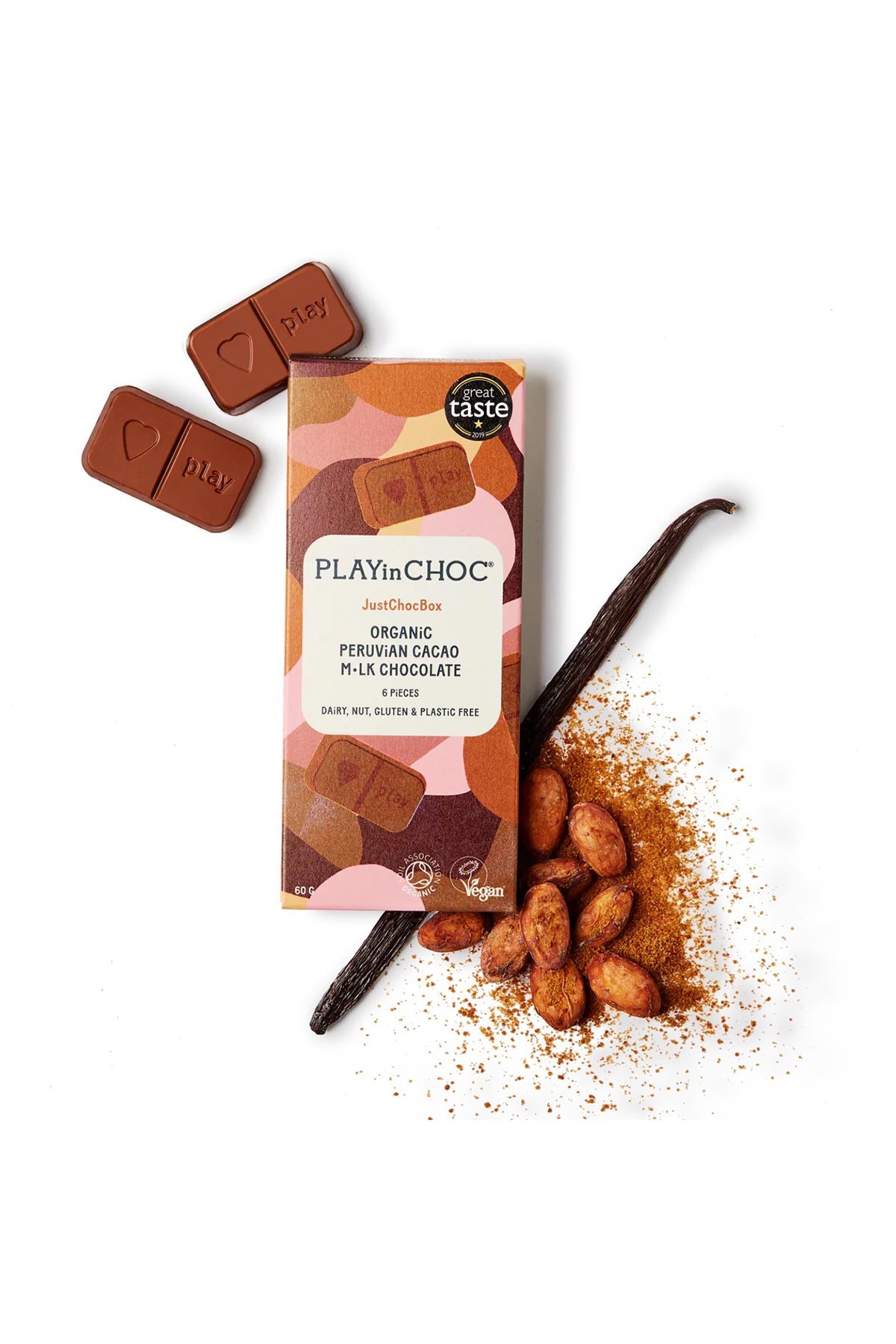 Playin Choc organic dairy-free M•lk chocolates 60g at Urban Wild
