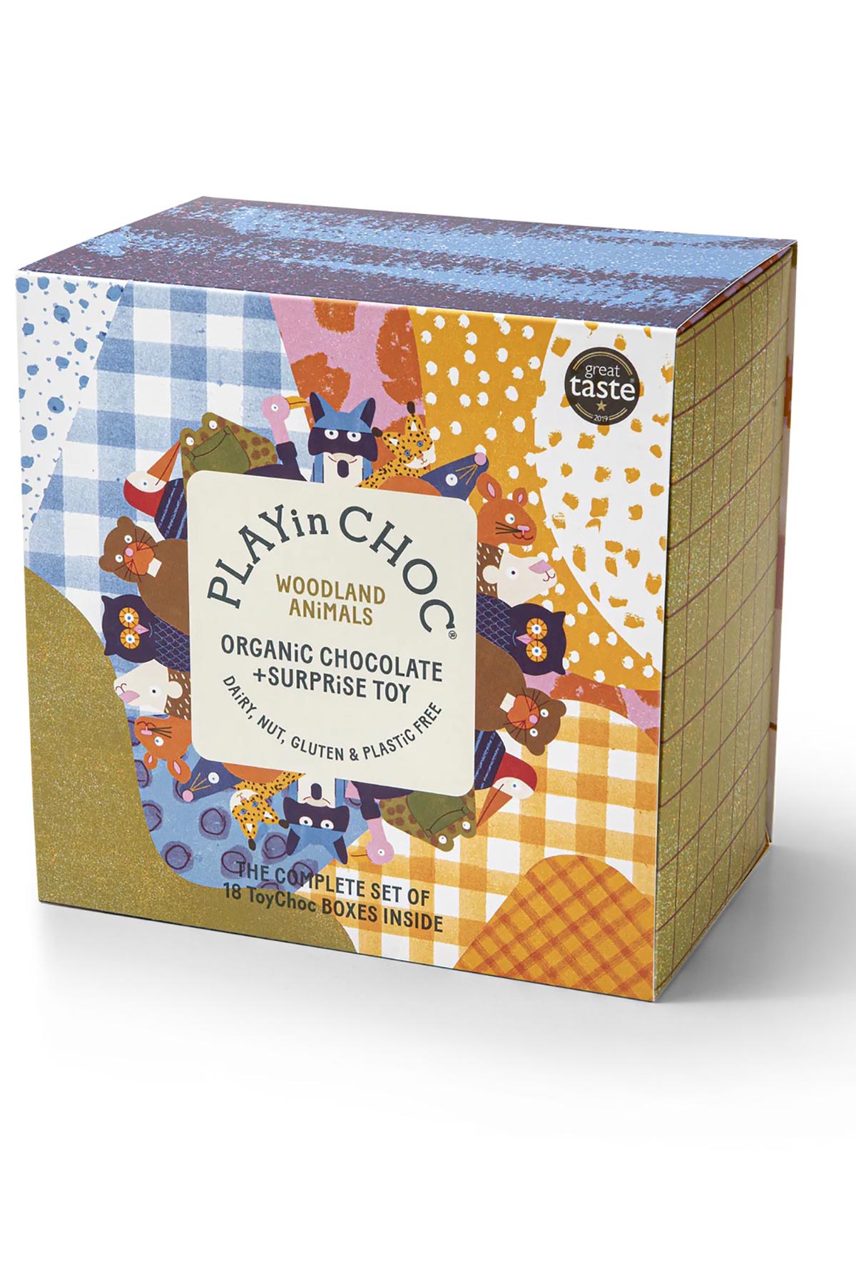 Vegan chocolate box with woodland animal toy