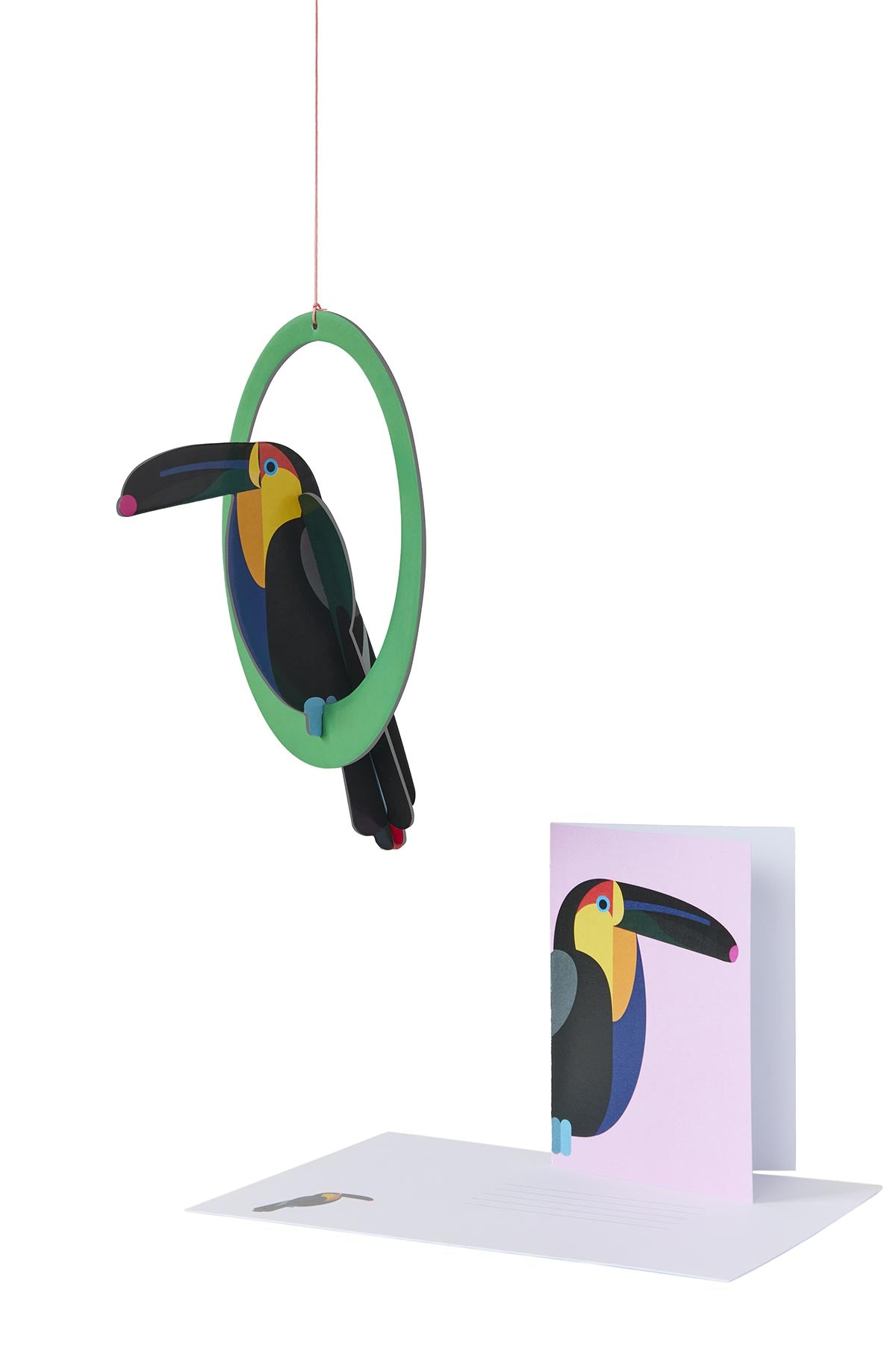 Toucan pop-out card opened showing illustration
