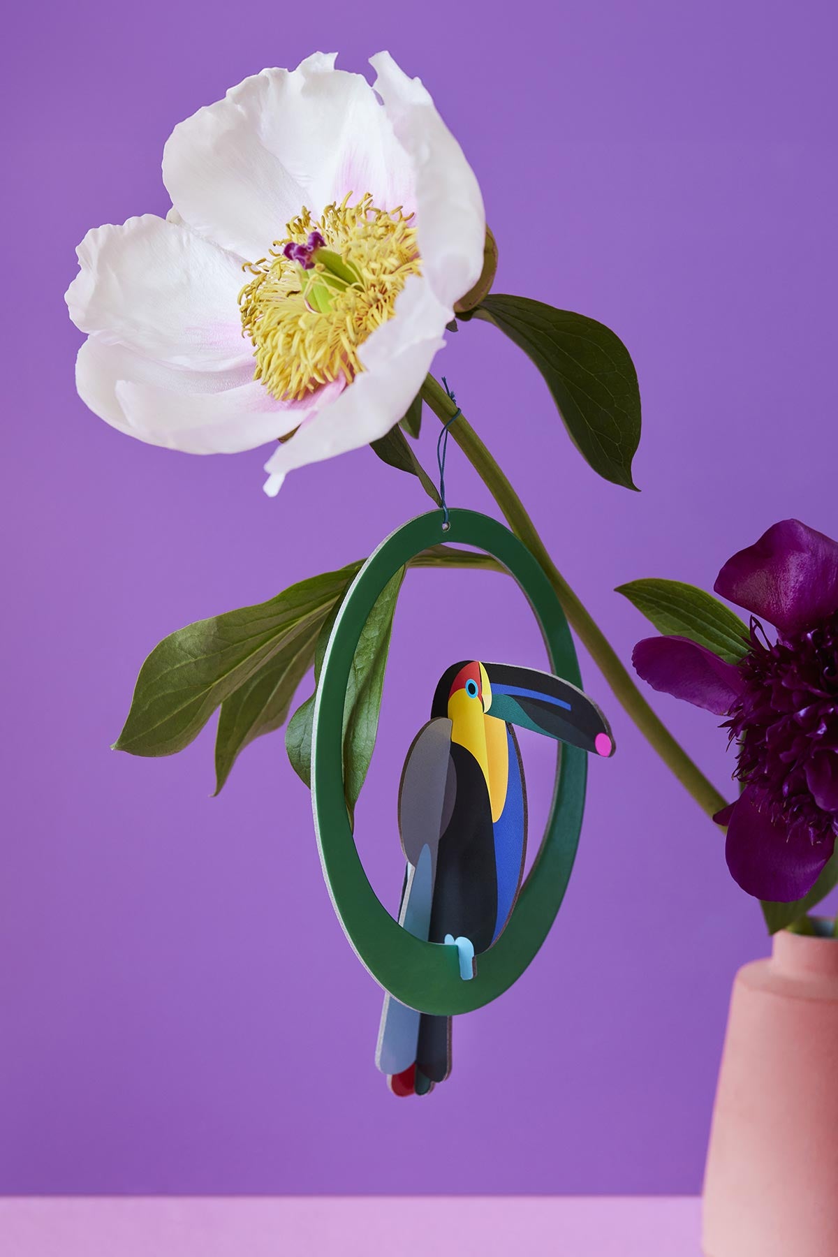Assembled 3D toucan paper artwork