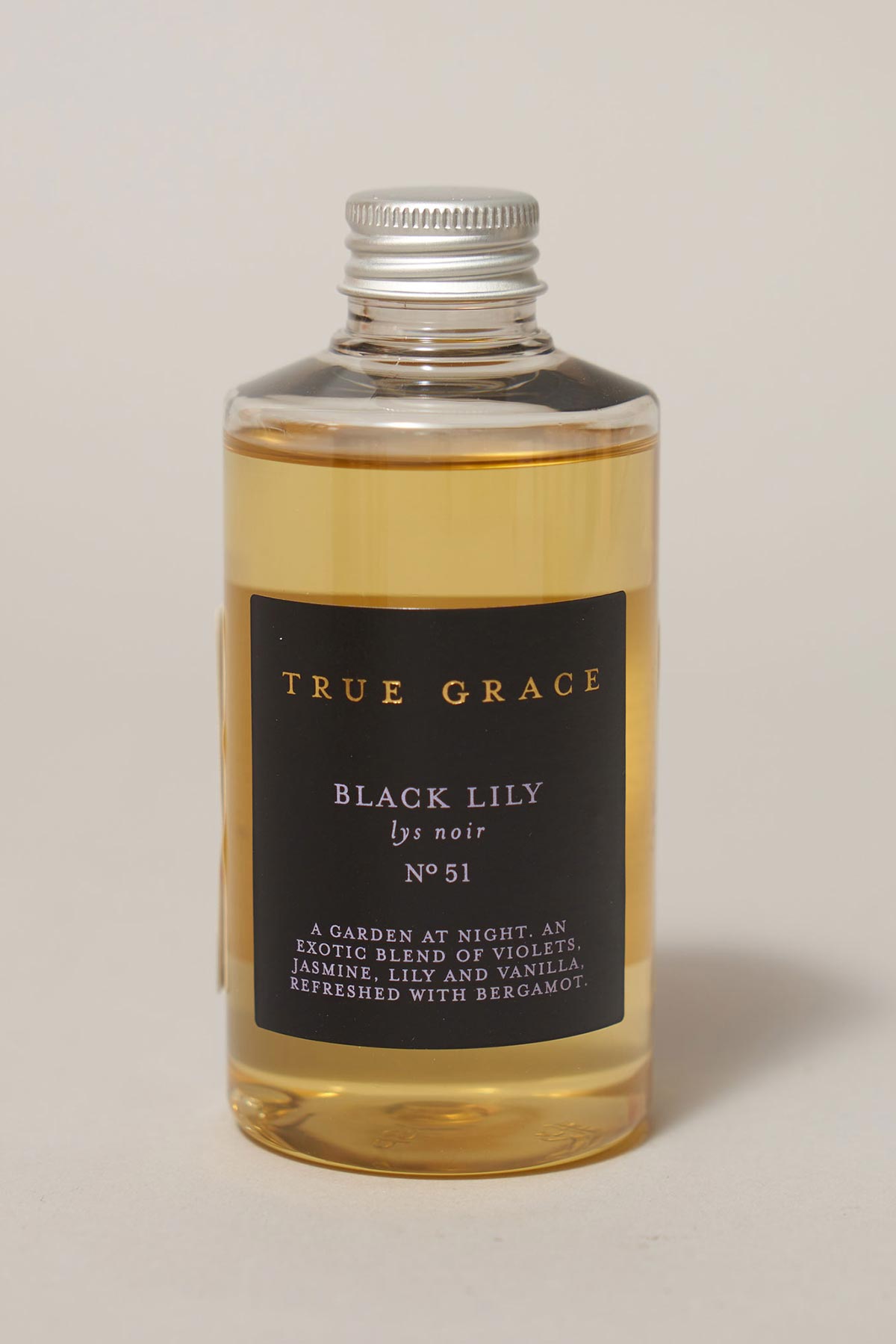 Black Lily diffuser refill bottle by True Grace