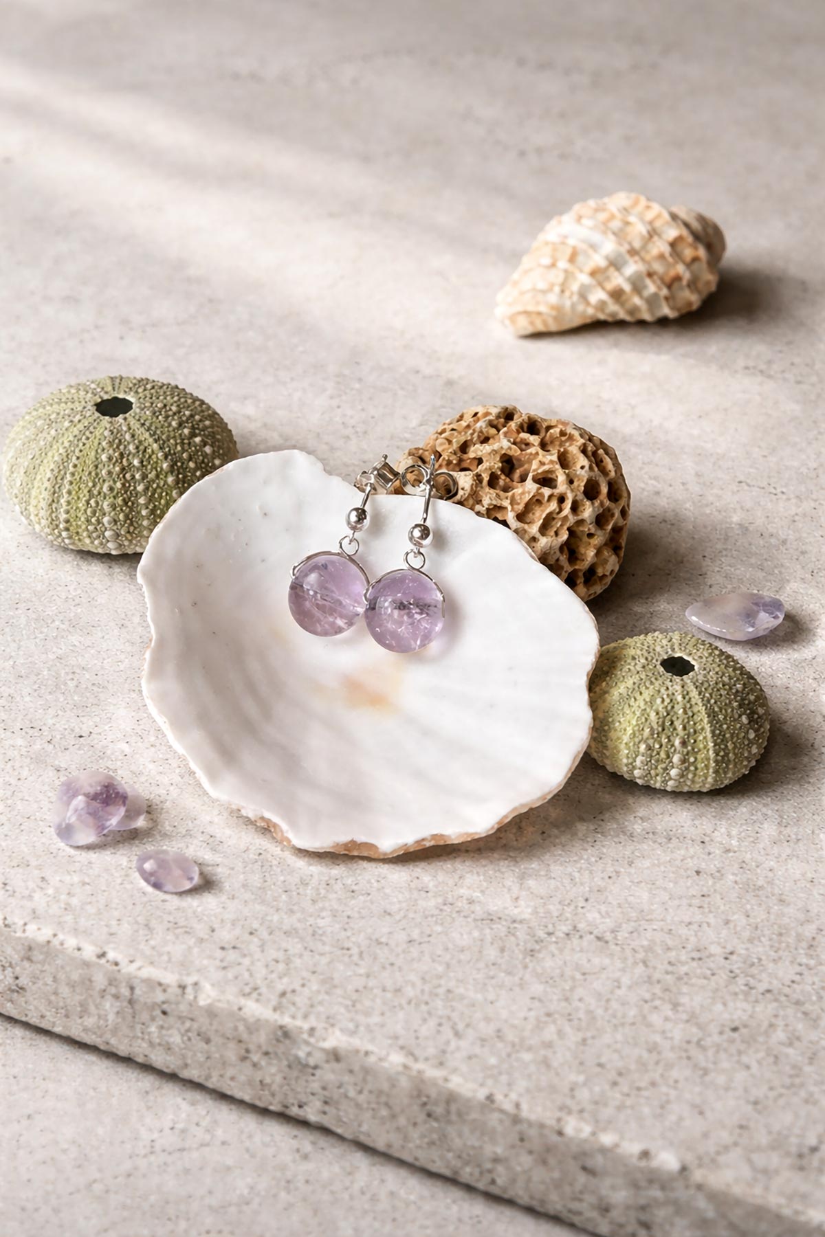 Ametrine drop stud earrings by Twigs & Stones at Urban Wild