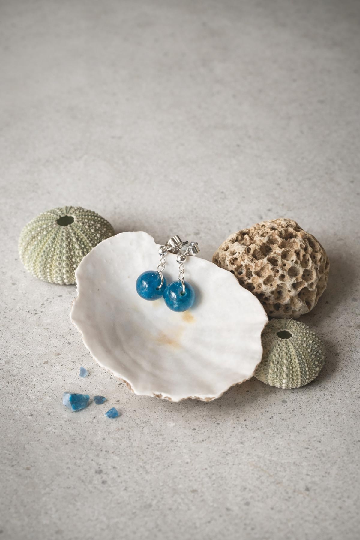 Apatite drop stud earrings by Twigs & Stones at Urban Wild