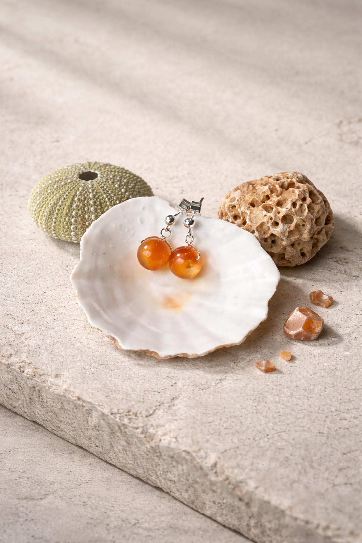 Carnelian drop stud earrings by Twigs & Stones at Urban Wild