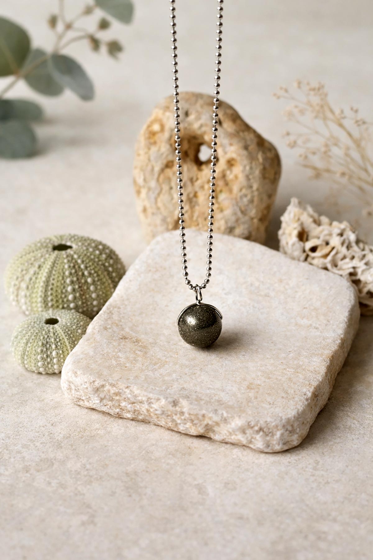 Pyrite pendant necklace by Twigs & Stones at Urban Wild