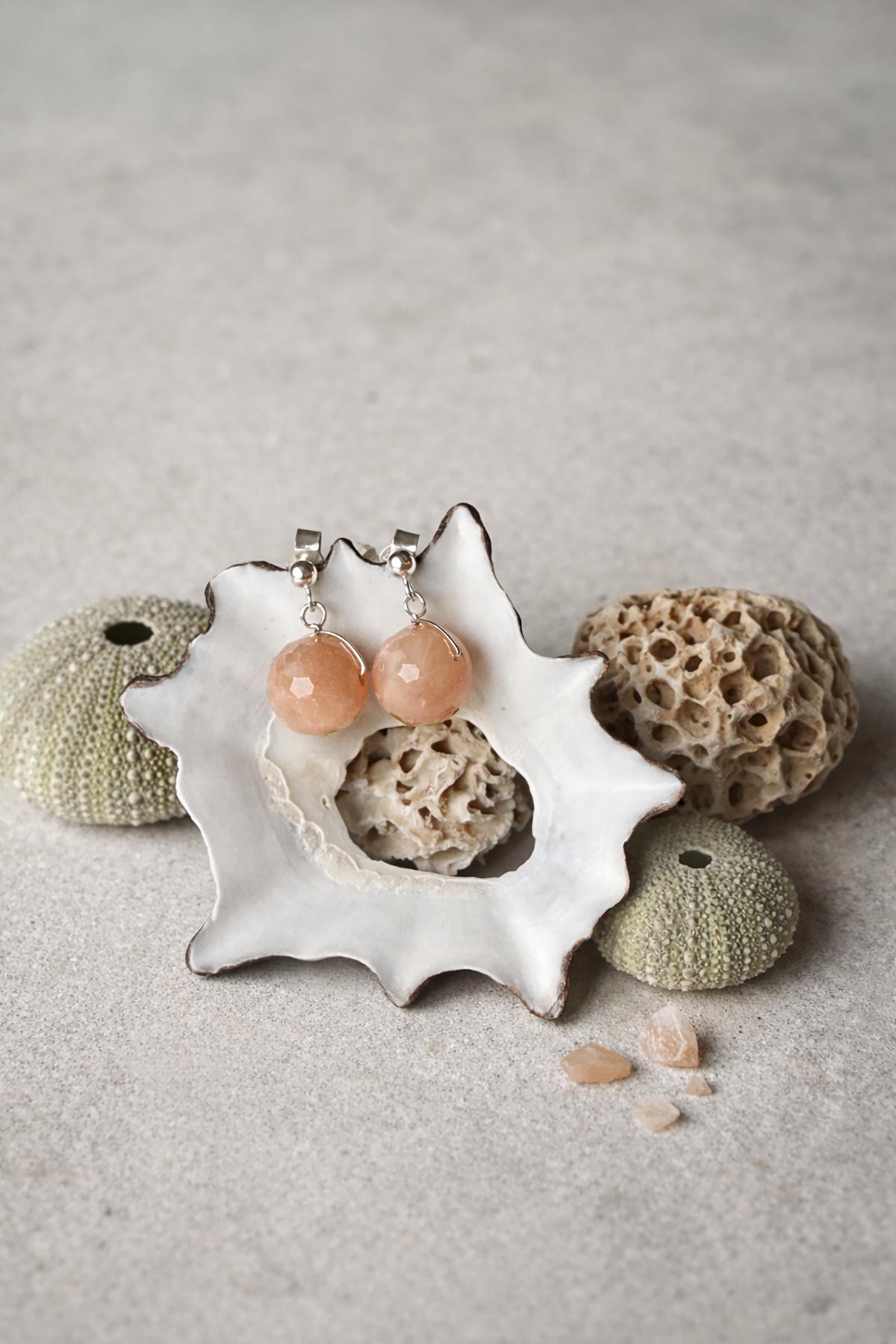 Sunstone drop stud earrings by Twigs & Stones at Urban Wild