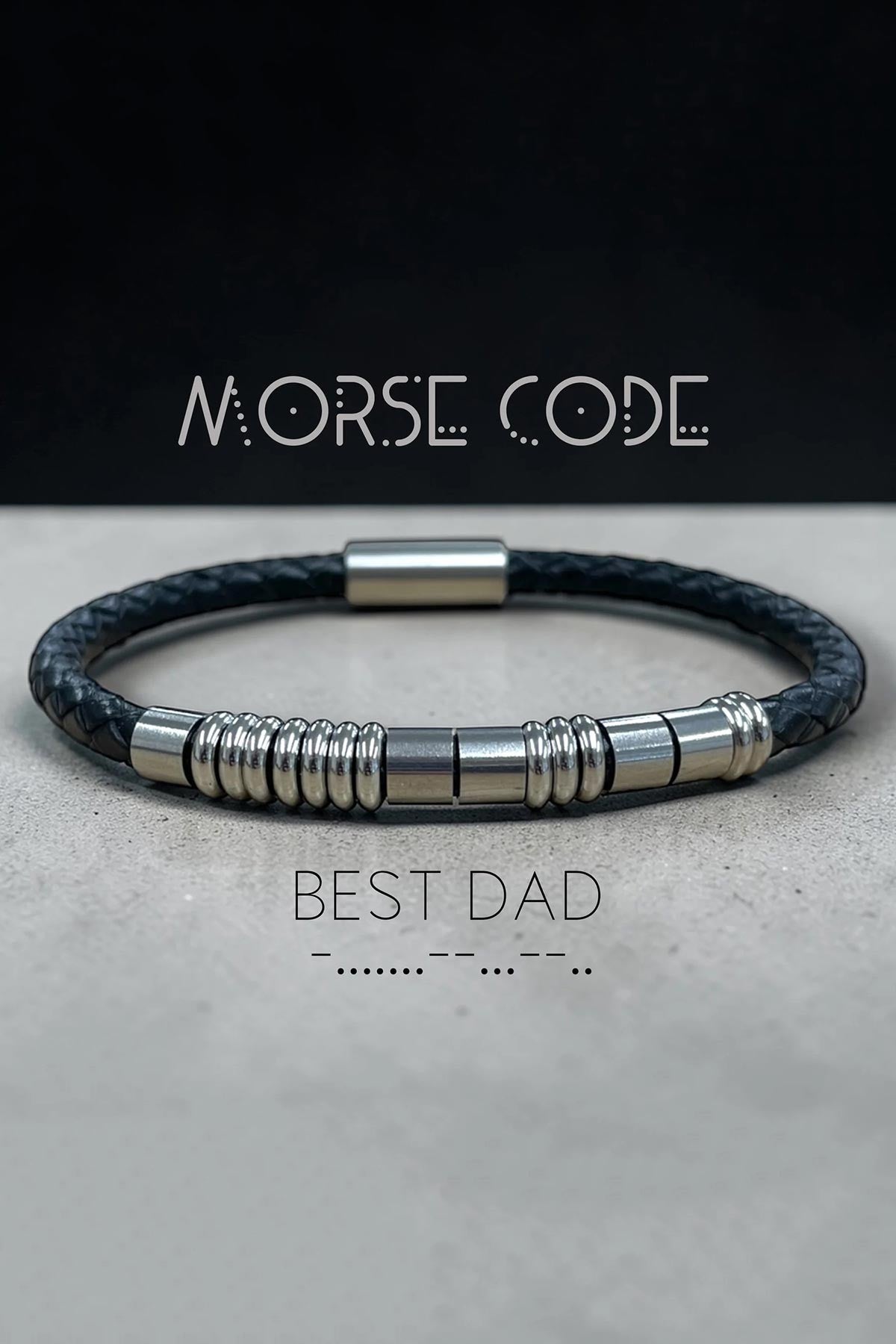 Best Dad Morse Code leather bracelet with stainless steel dot and dash beads — Urban Wild