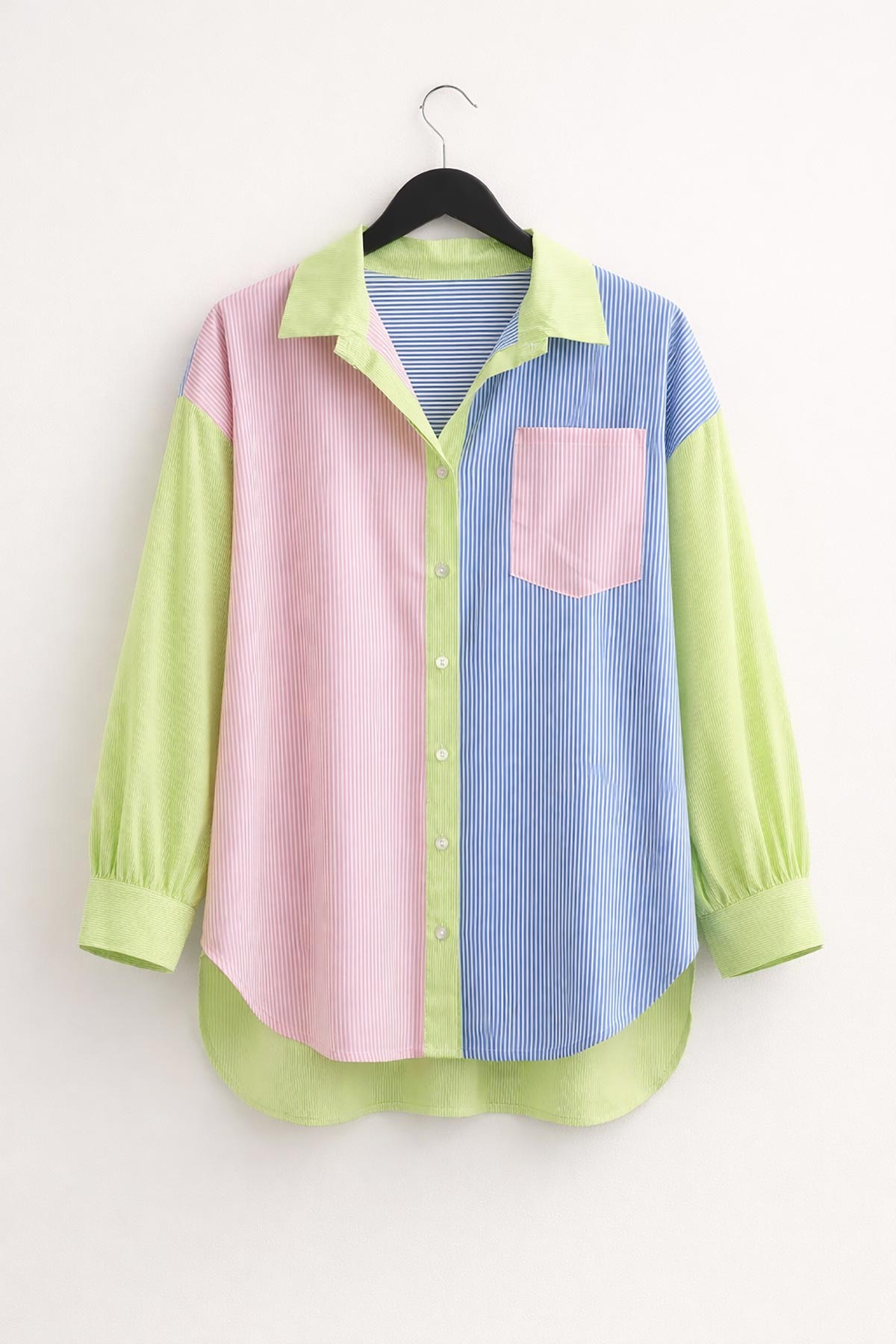 Colour block stripe cotton shirt in relaxed fit by Urban Wild