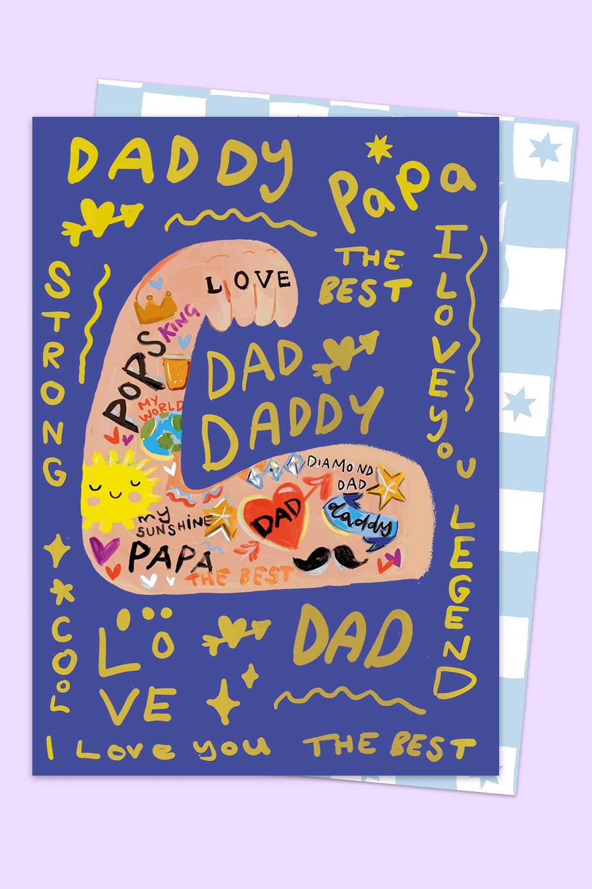 Dad Strong tattoo arm Father's Day card with gold foil detail by Eleanor Bowmer — Urban Wild