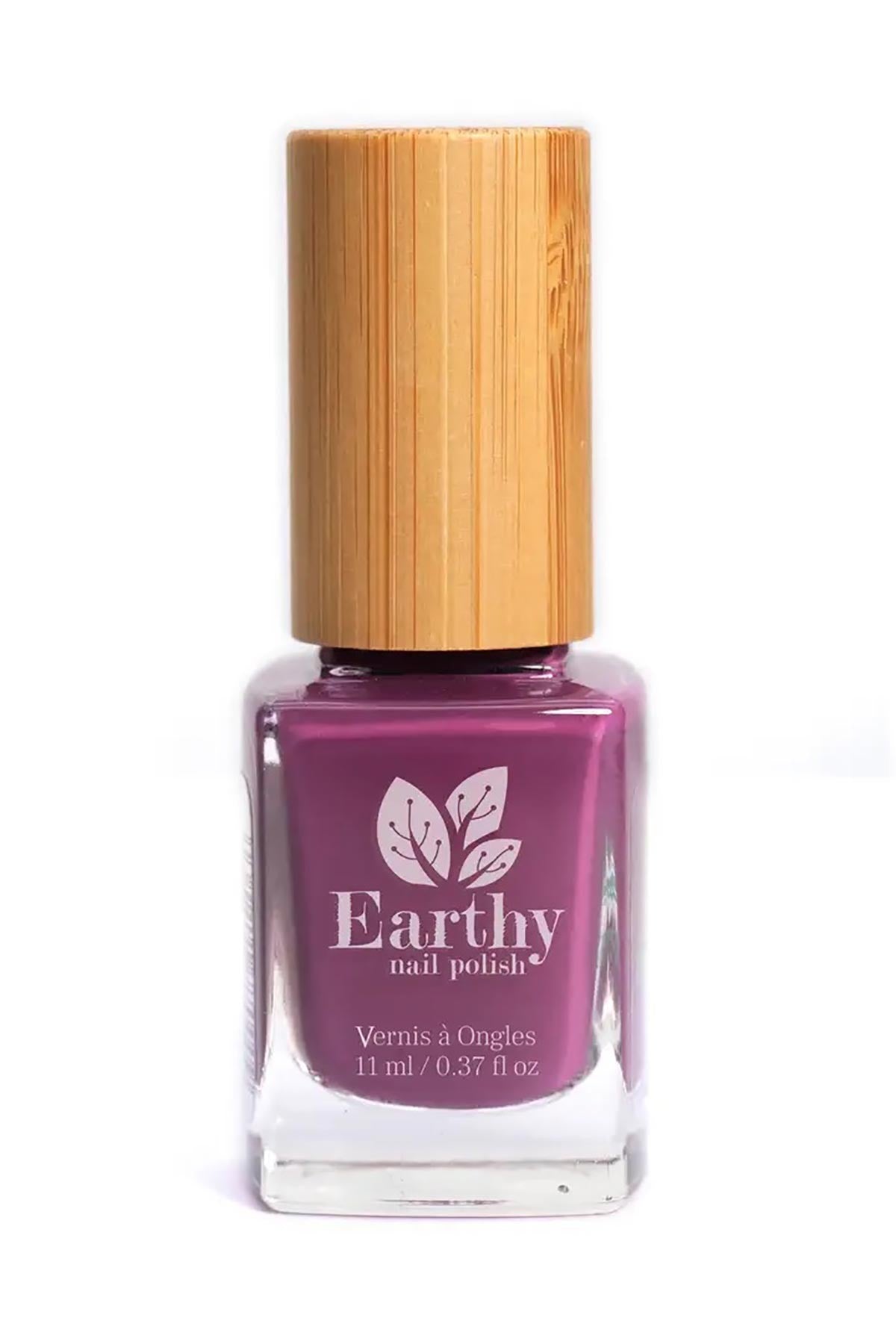 Distressed damson rich pinky purple plant-based vegan nail polish bottle with bamboo cap — Urban Wild