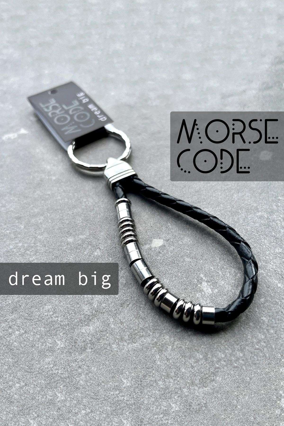 Dream Big Morse Code Leather Keyring — Urban Wild