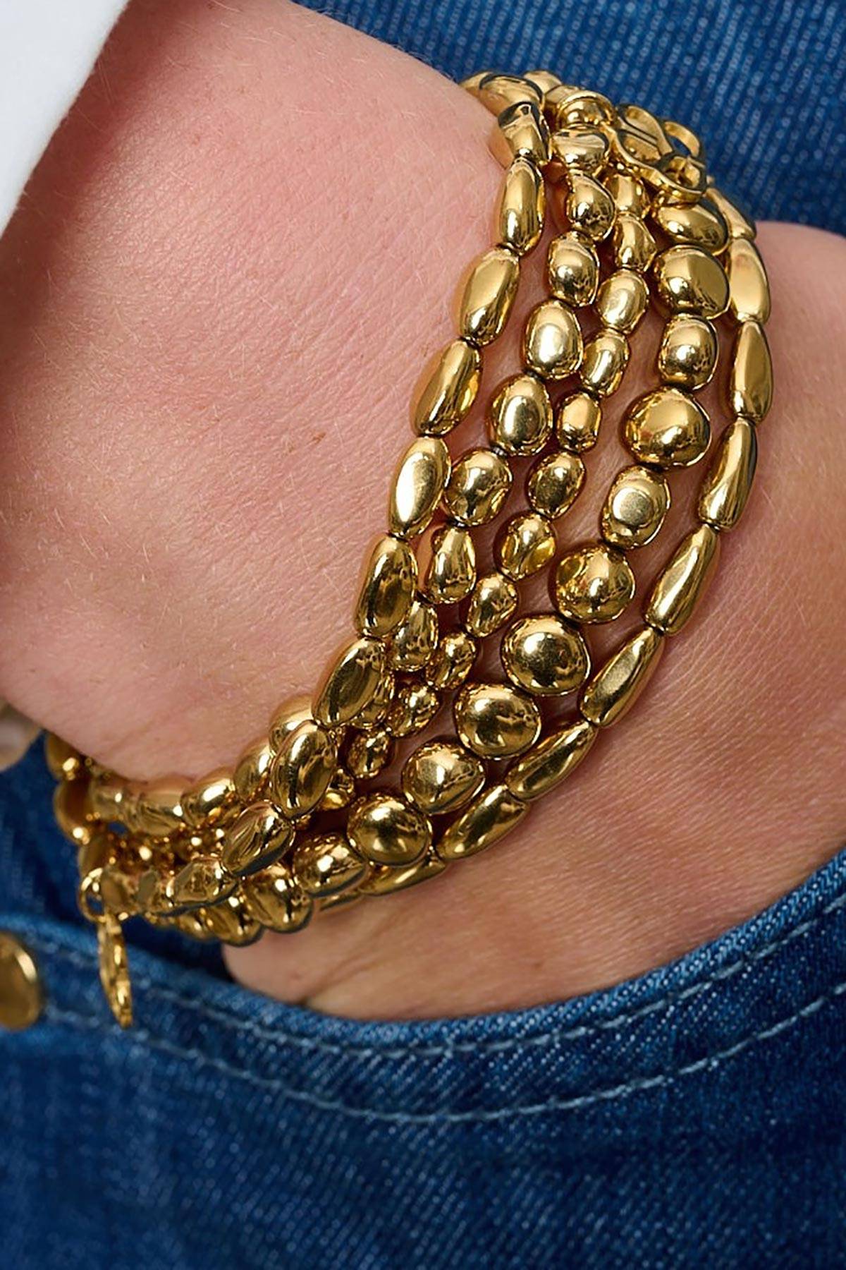 Eirene Gold Waterproof Bead Stretch Bracelet — Urban Wild