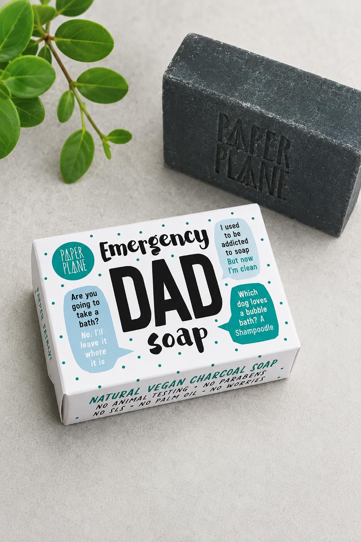 Emergency Dad Soap bar with activated charcoal, rosemary and lime in paper packaging — Urban Wild