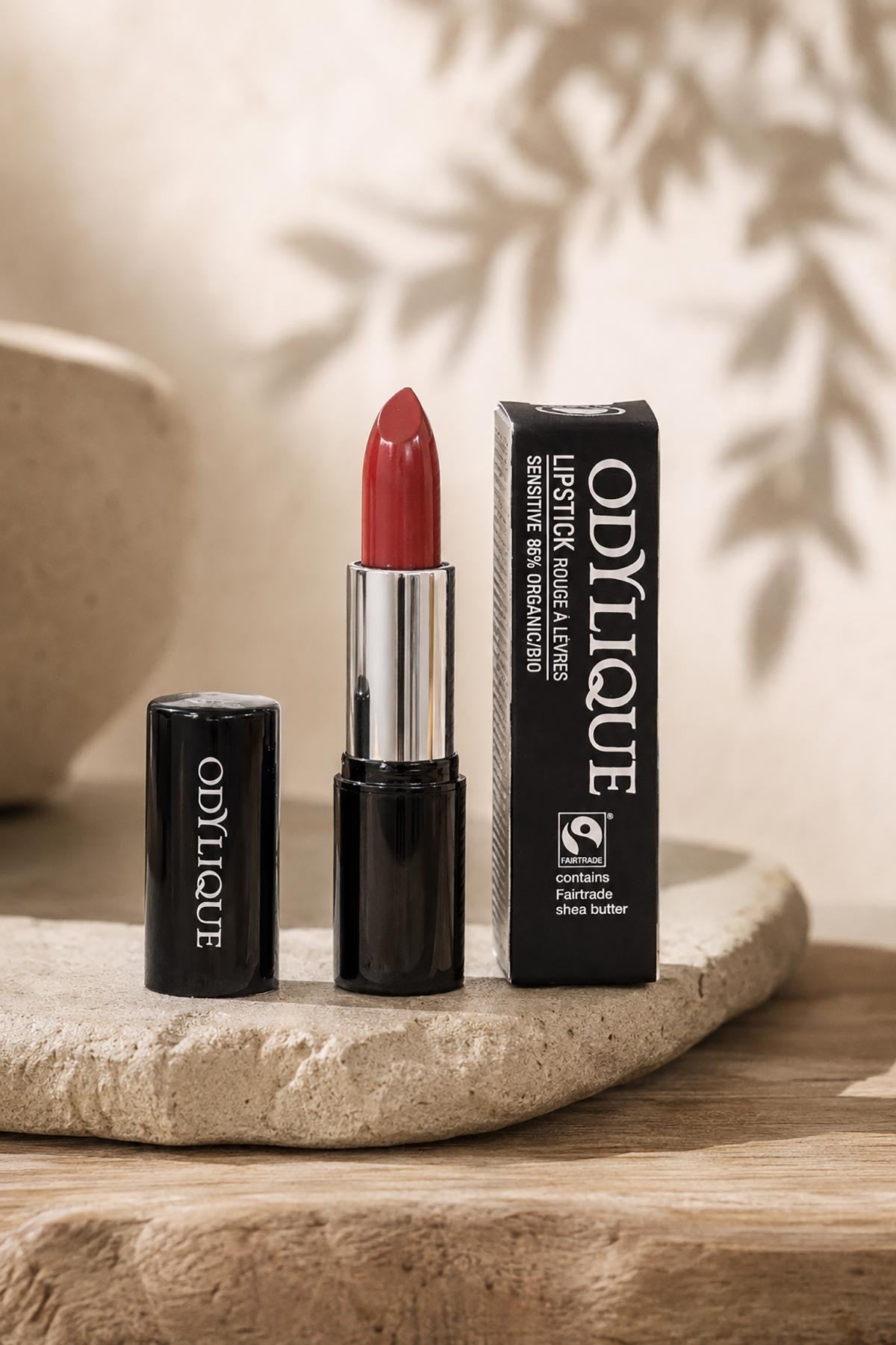 Odylique Fig Fondant warm pink organic mineral lipstick in recyclable case — Urban Wild