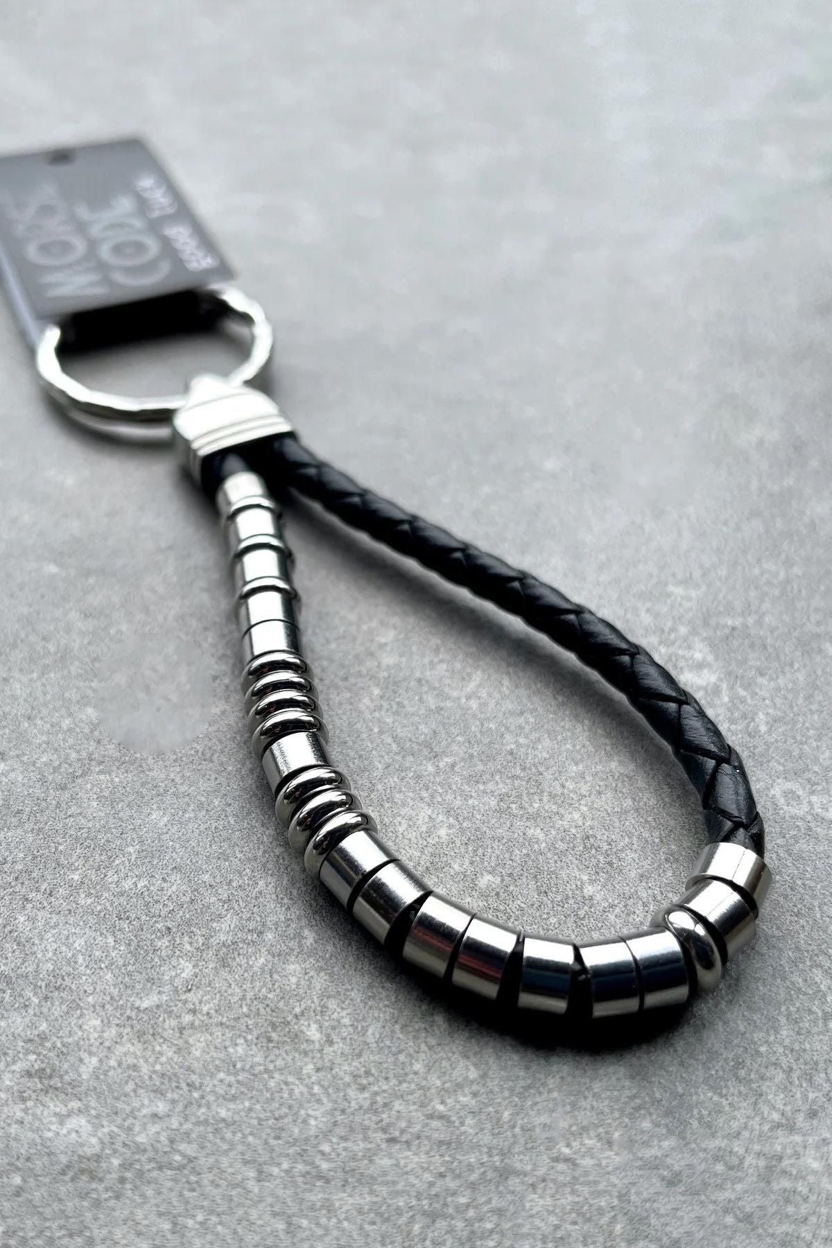 Good Luck morse code leather and steel keyring in tan, thoughtful gift — Urban Wild