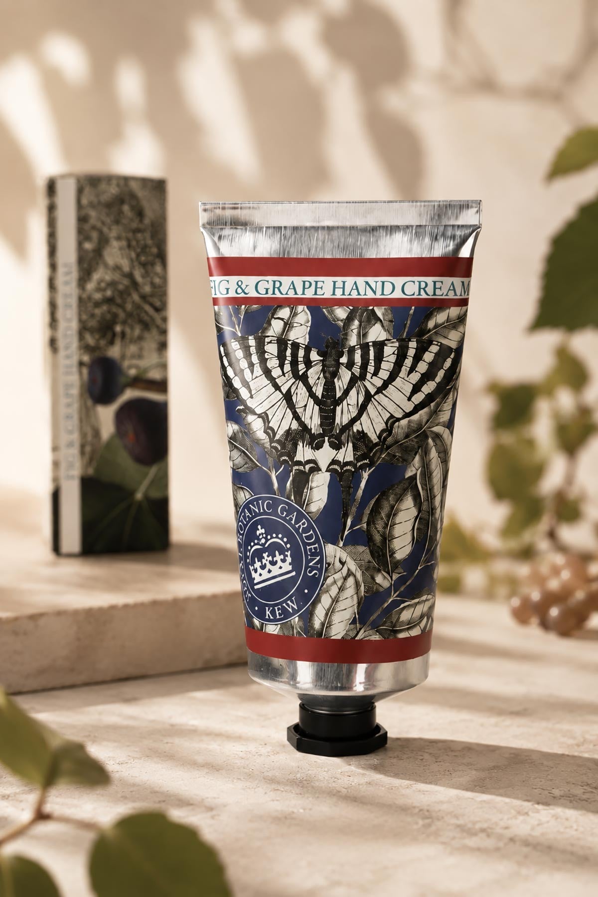 Kew Gardens fig and grape hand cream in recyclable aluminium tube with botanical illustration — Urban Wild