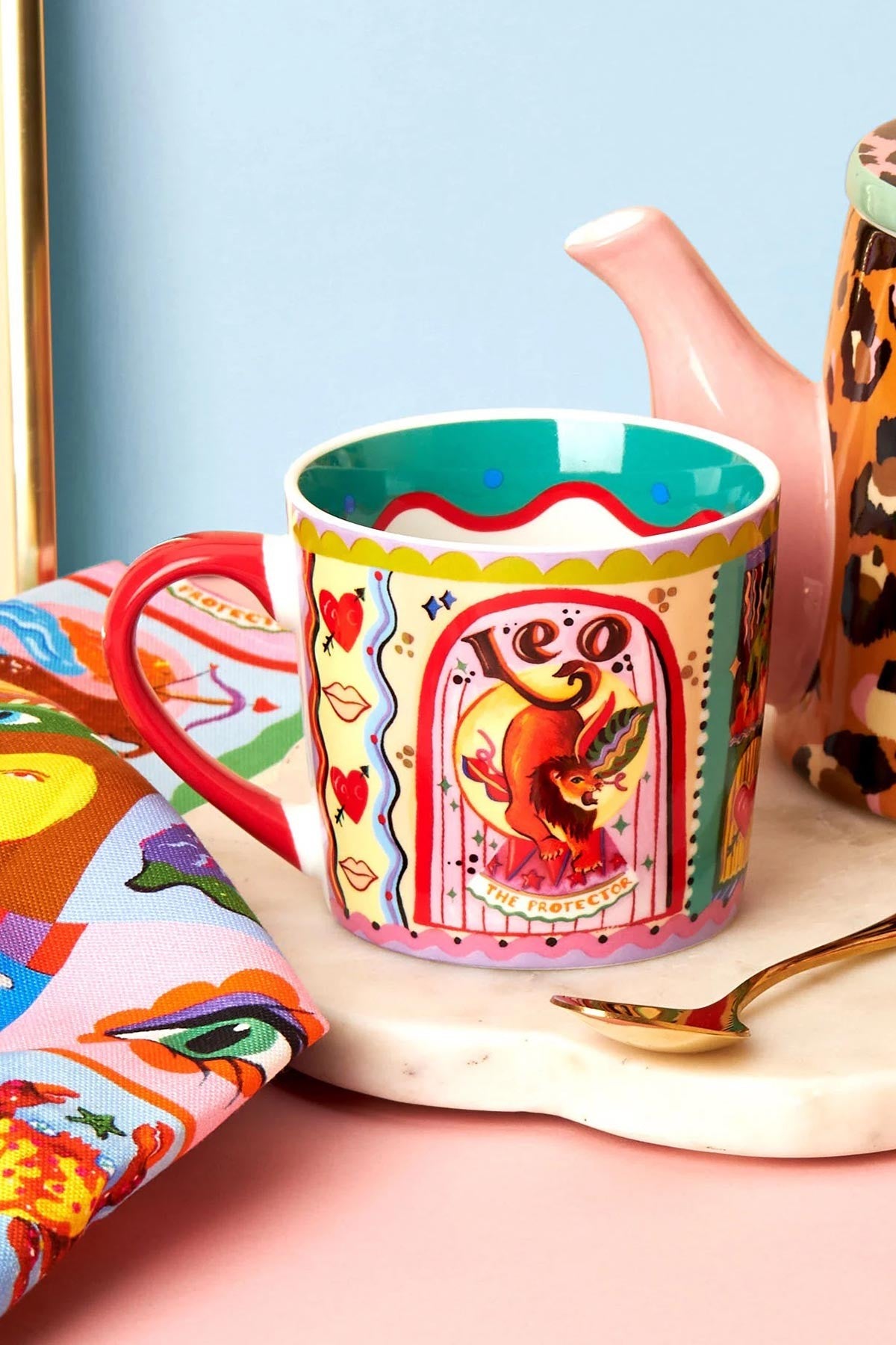 Leo zodiac hand painted bone china mug with gold foil detail — Urban Wild
