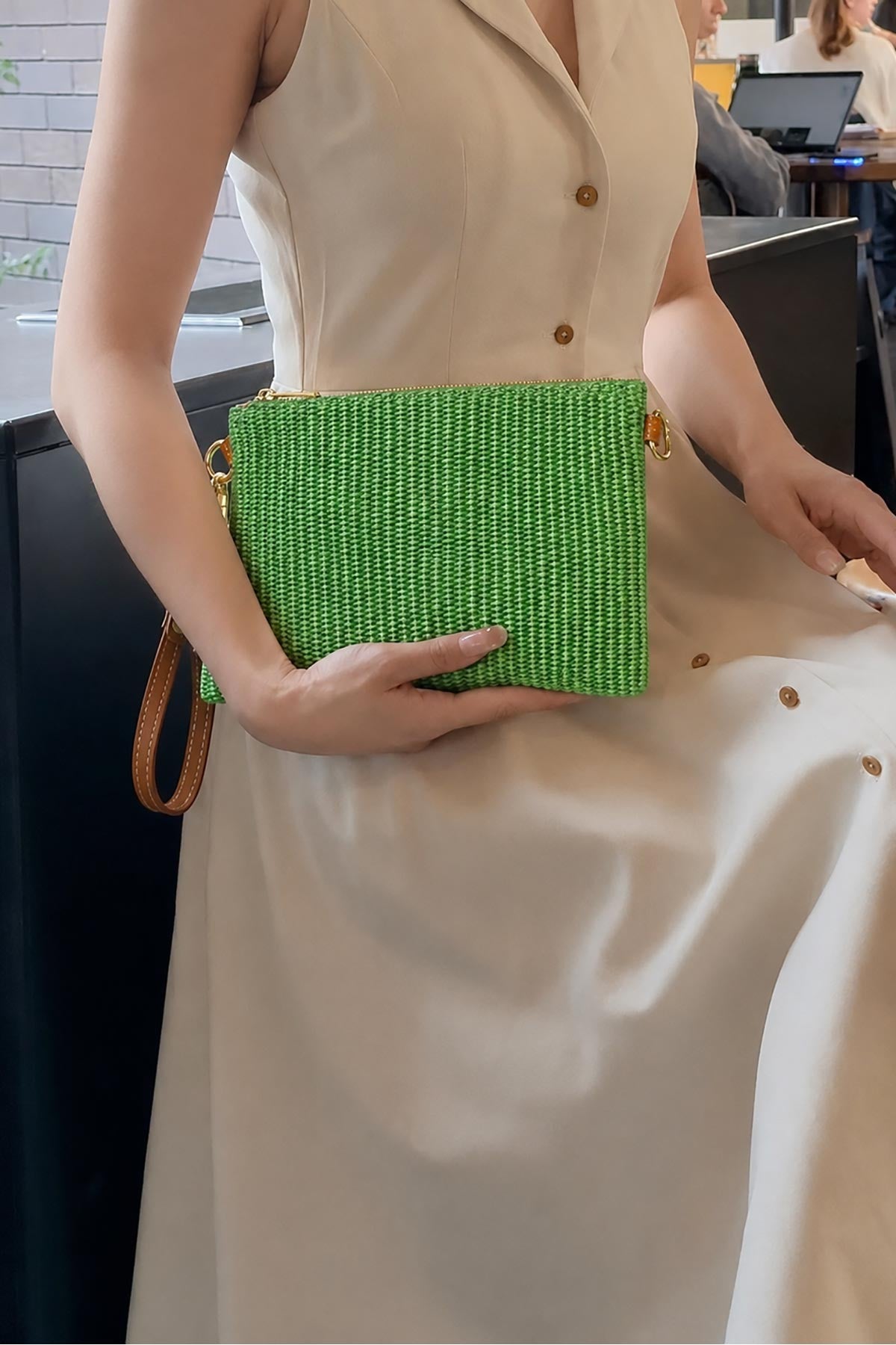 Handmade Italian Raffia and Leather Bag in Lime Green — Urban Wild