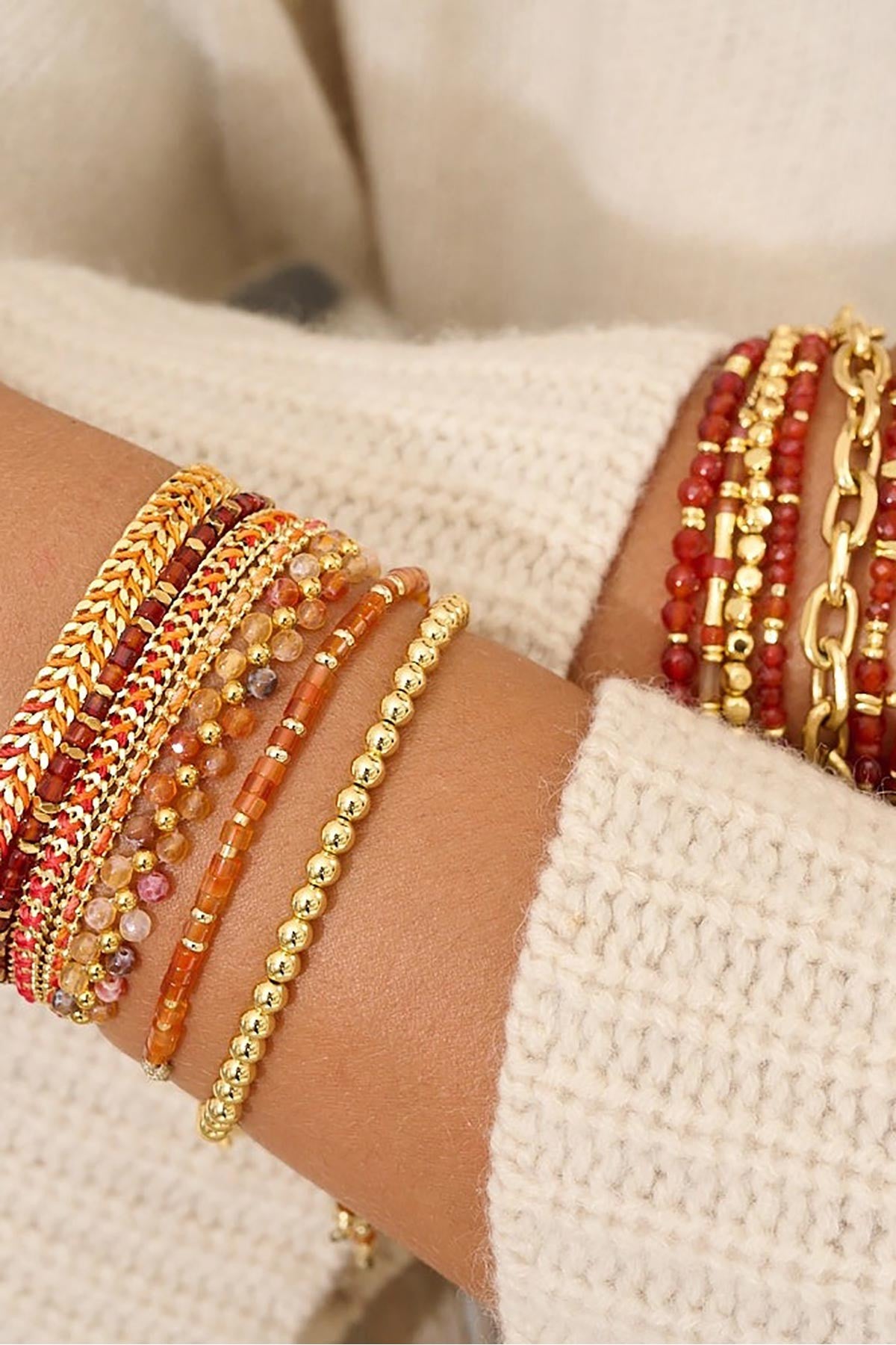 Liv Red Agate Gold Gemstone Slider Bracelet — Urban Wild