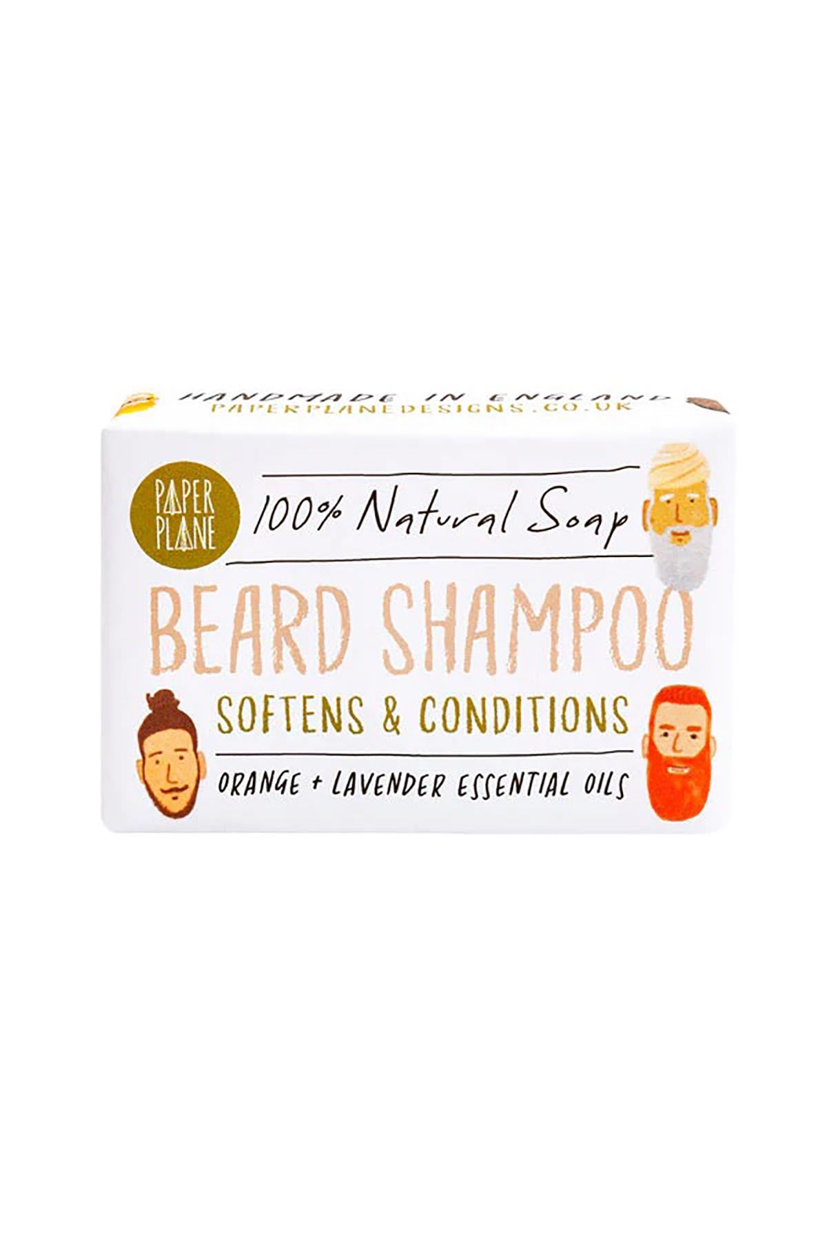 Front of Paper Plane 100% natural orange and lavender beard shampoo bar — Urban Wild