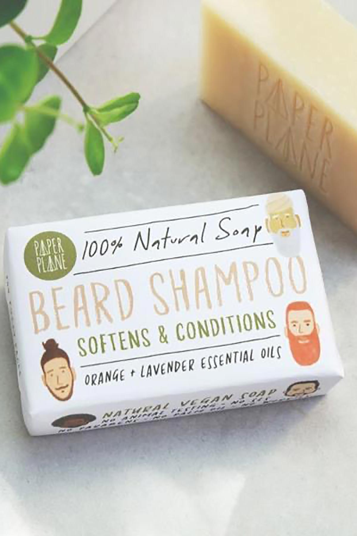 Natural vegan beard shampoo bar with orange and lavender essential oils by Paper Plane — Urban Wild