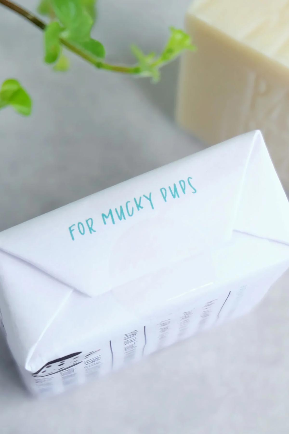 Plastic free paper wrapped dog shampoo bar for mucky pups top view — Urban Wild