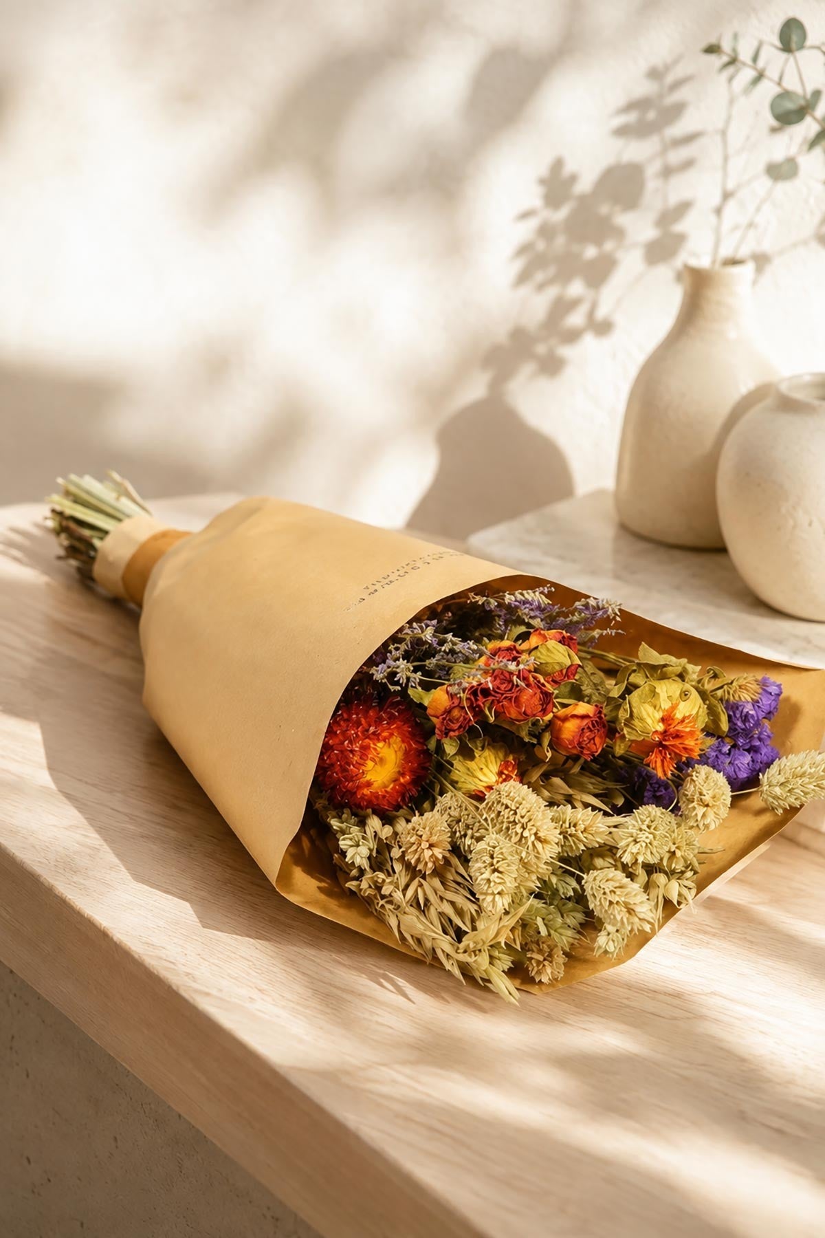 Orange Dried Flowers Field Bouquet — Urban Wild