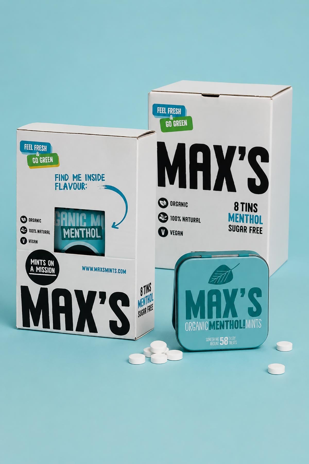 Max's Organic Menthol Mints 35g tin of vegan natural lozenges — Urban Wild