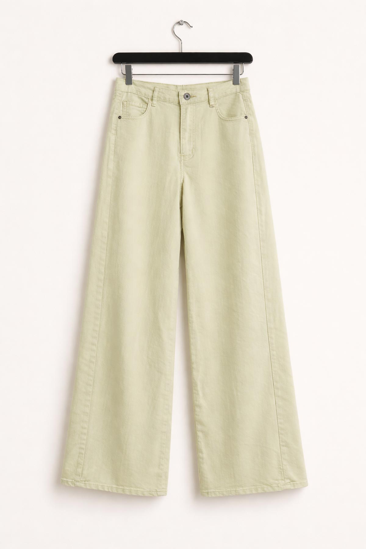 Pale yellow wide leg panelled jeans by Urban Wild