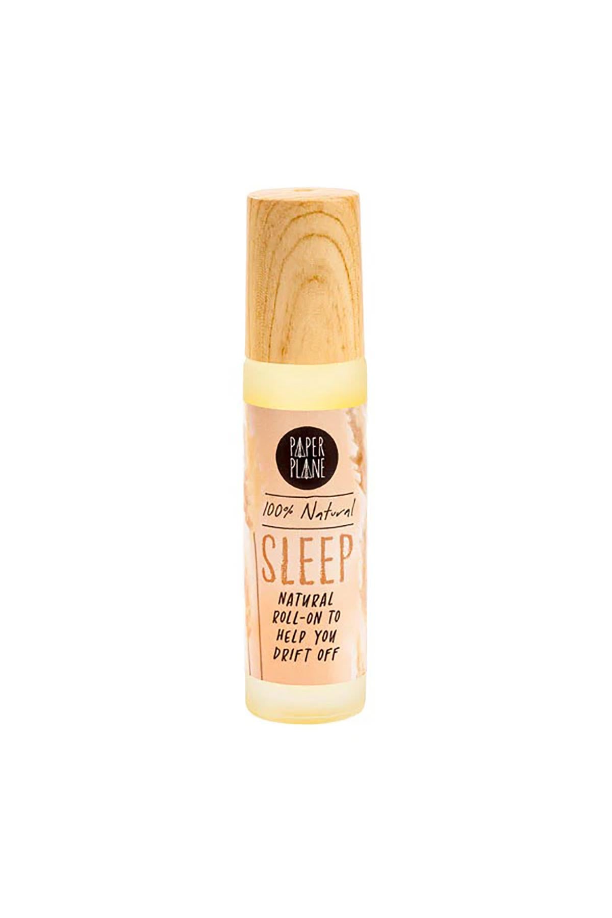 Sleep natural roller oil bottle with wooden cap on white background — Urban Wild